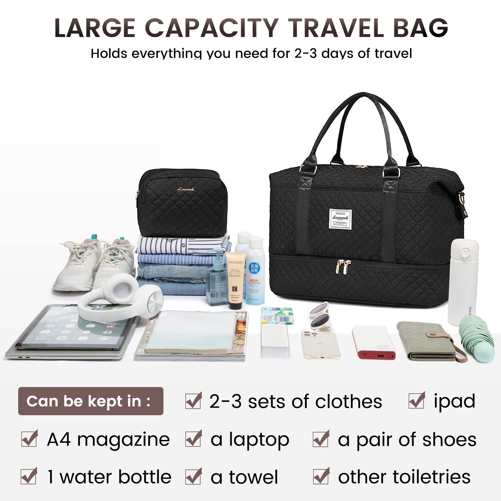 Foto 8 pulgar | Bolsa De Viaje Lovevook Para Mujer Con Compartimento Para Zapatos - Venta Internacional.
