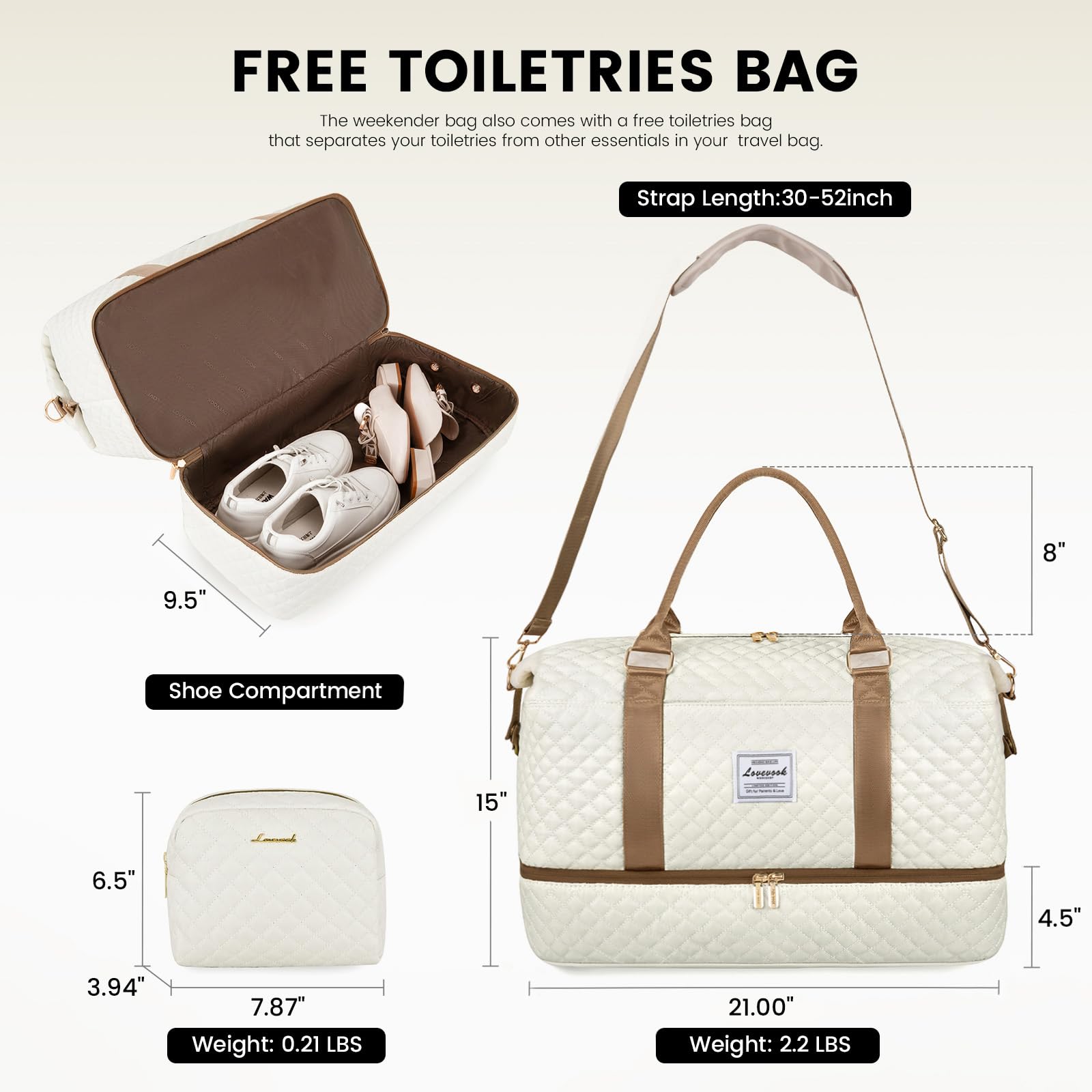 Foto 3 pulgar | Bolsa De Viaje Lovevook Para Mujer Con Compartimento Para Zapatos - Venta Internacional.
