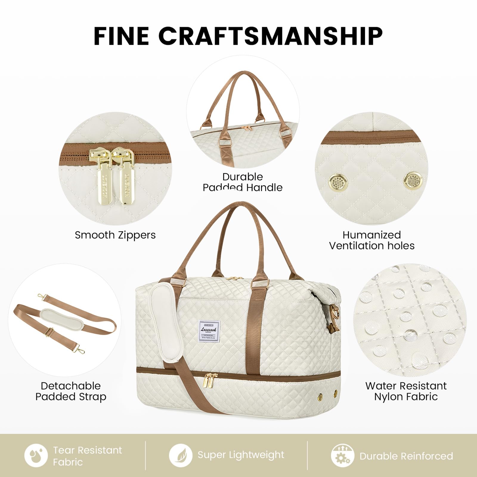 Foto 5 | Bolsa De Viaje Lovevook Para Mujer Con Compartimento Para Zapatos - Venta Internacional.