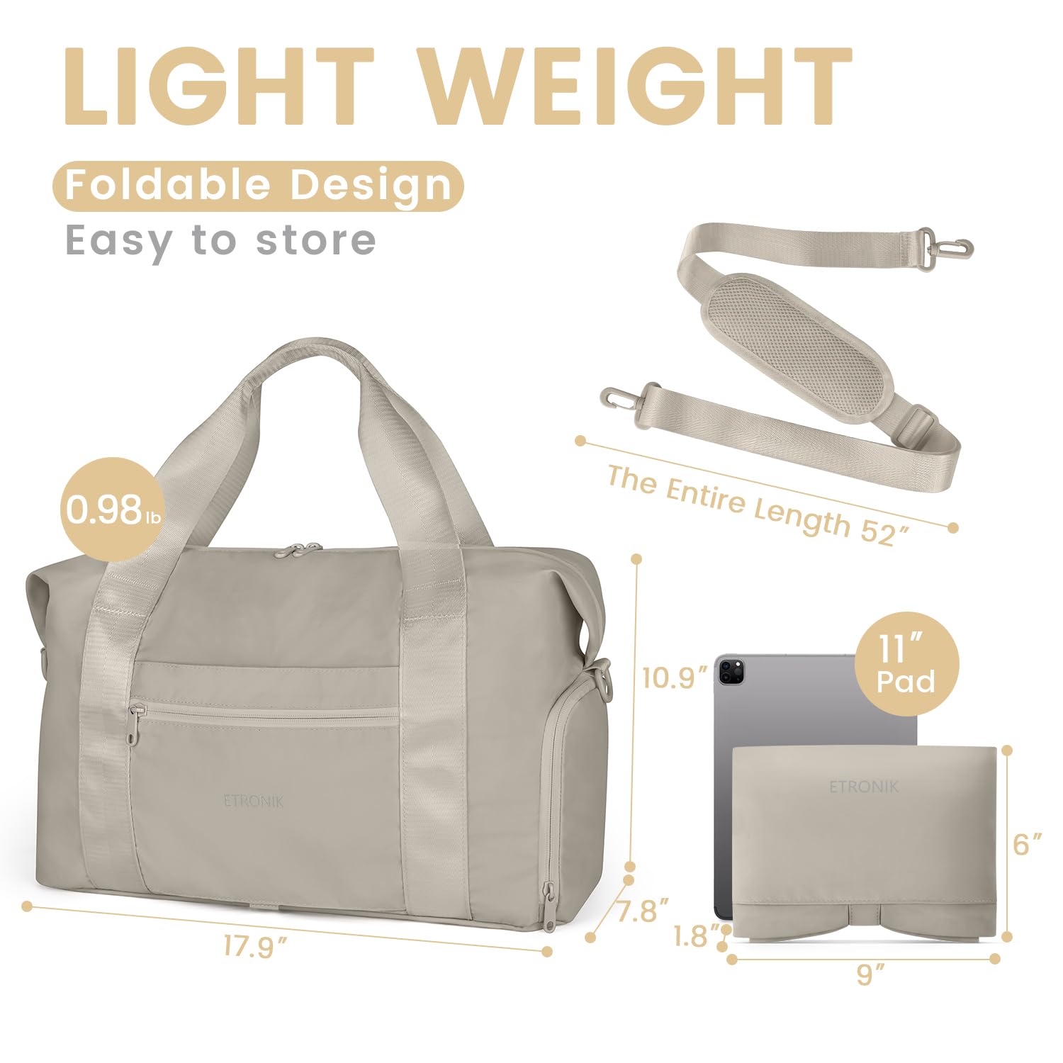 Foto 6 pulgar | Bolsa De Viaje Etronik Plegable Para Mujeres Y Hombres Con Compartimento Para Zapatos - Venta Internacional.