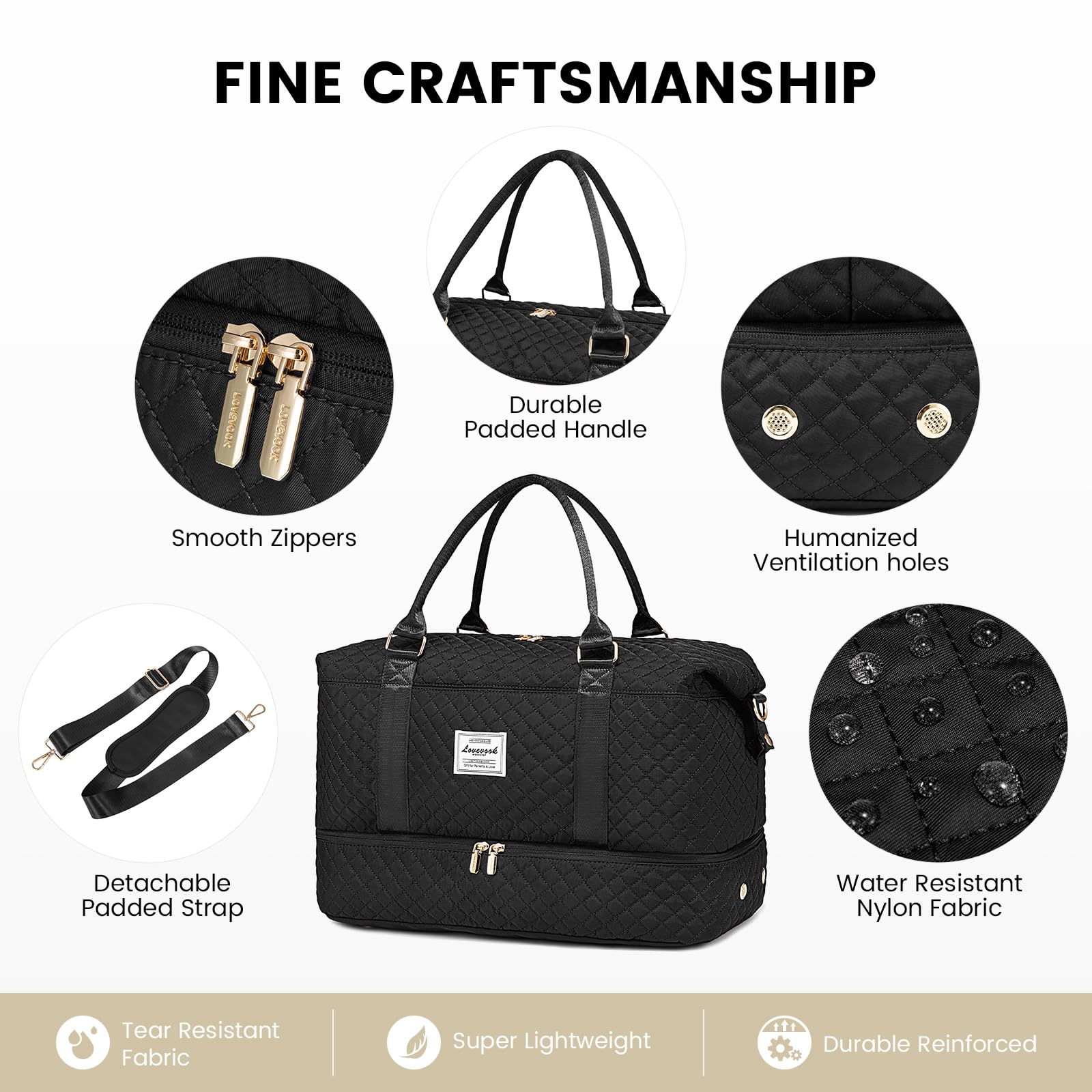 Foto 5 | Bolsa De Viaje Lovevook Para Mujer Con Compartimento Para Zapatos - Venta Internacional.