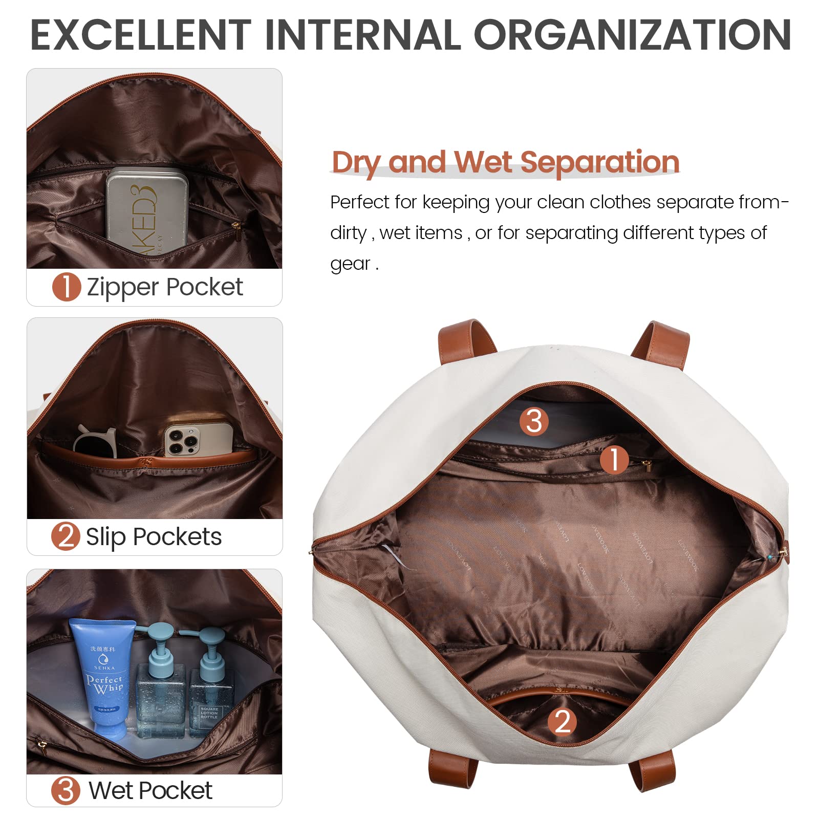 Foto 6 pulgar | Bolsa De Viaje Lovevook Weekender Con 2 Cubos De Embalaje Para Mujer - Venta Internacional.