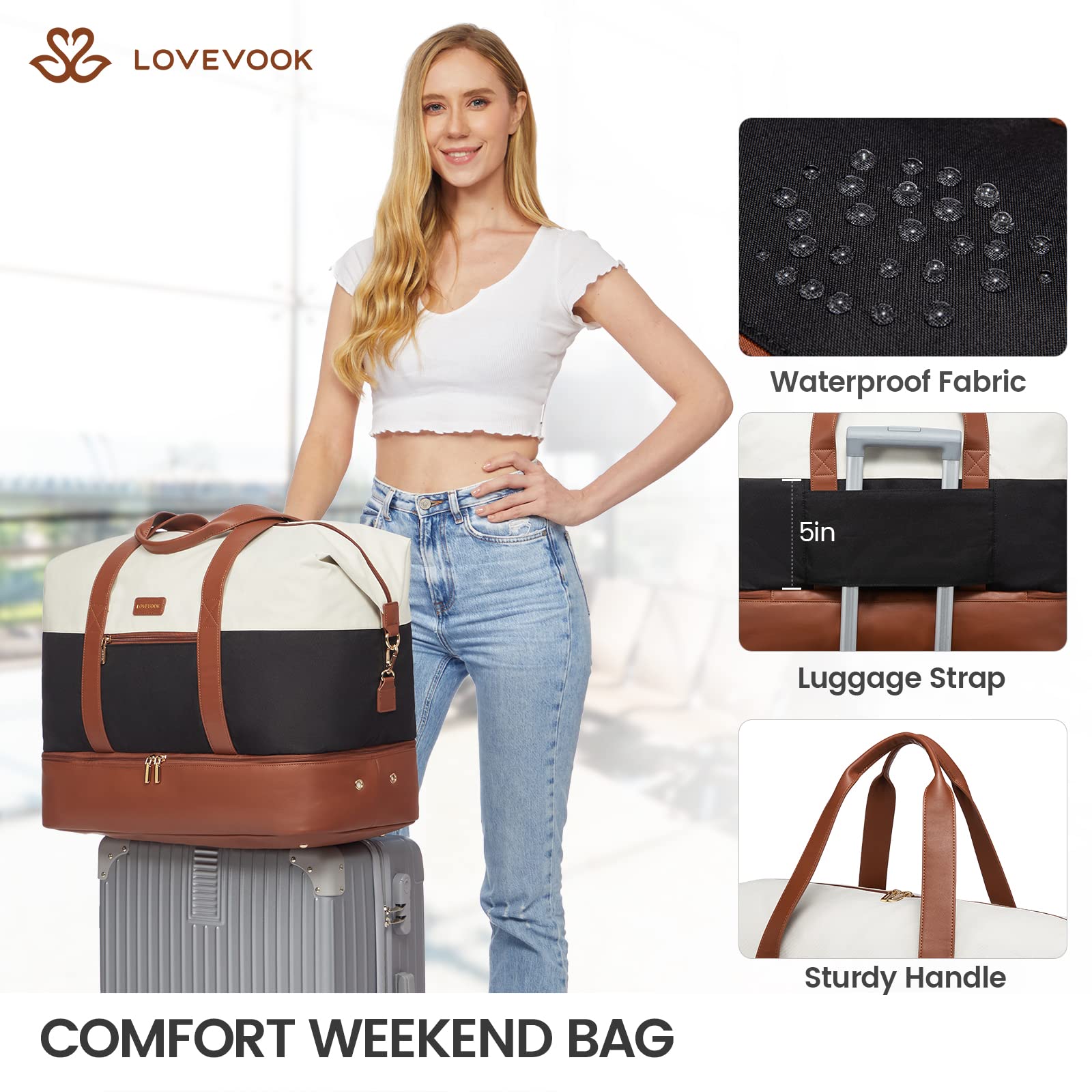 Foto 8 pulgar | Bolsa De Viaje Lovevook Weekender Con 2 Cubos De Embalaje Para Mujer - Venta Internacional.