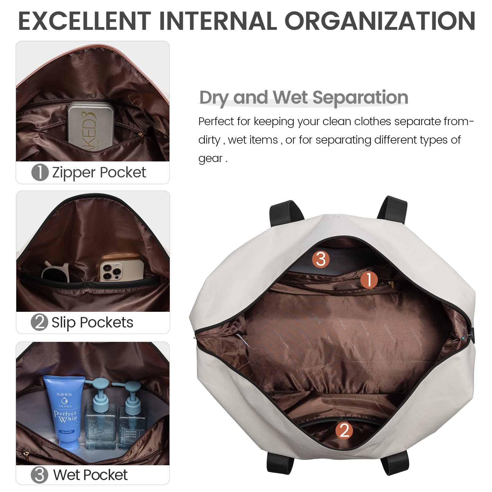 Foto 5 pulgar | Bolsa De Viaje Lovevook Weekender Con 2 Cubos De Embalaje Para Mujer - Venta Internacional.