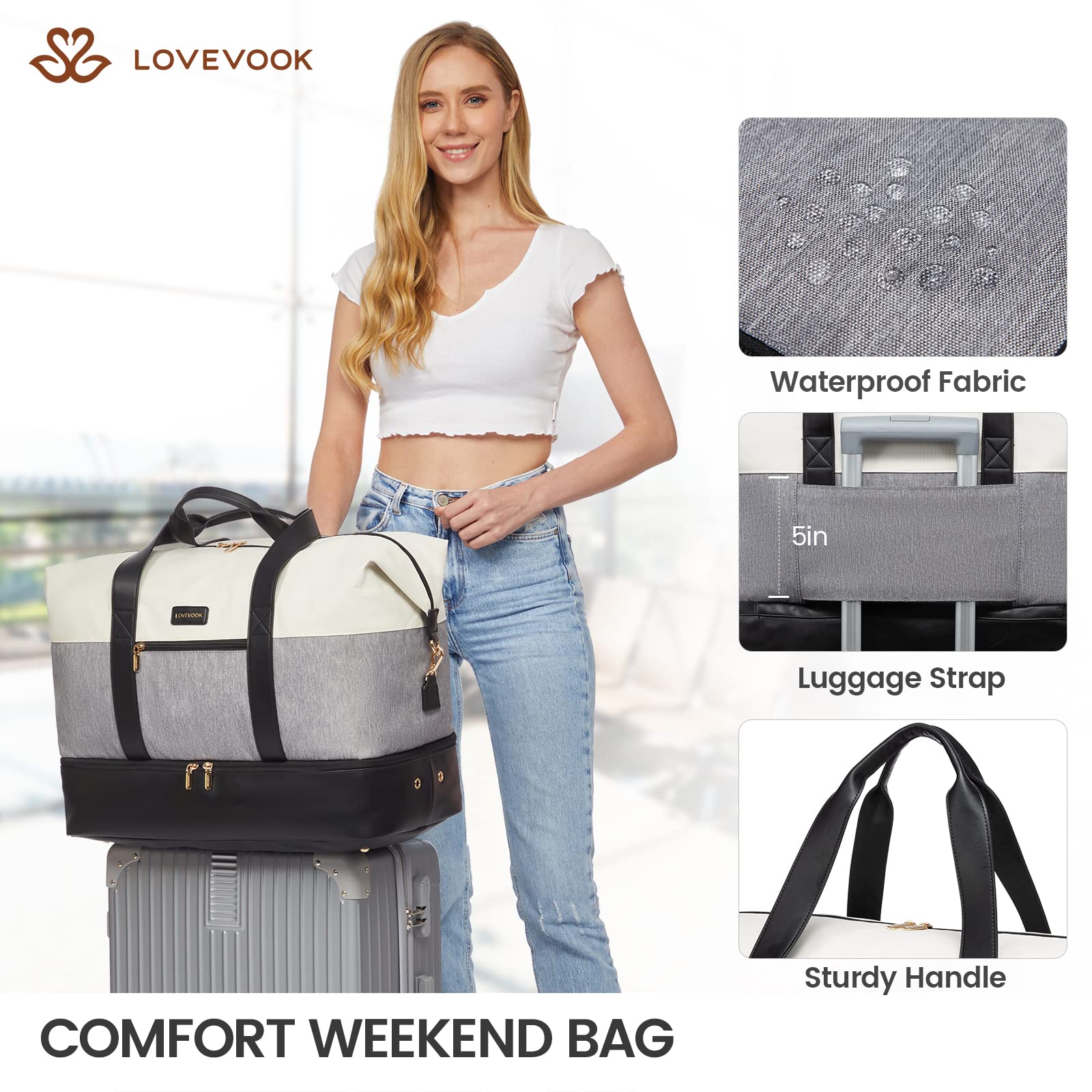 Foto 7 pulgar | Bolsa De Viaje Lovevook Weekender Con 2 Cubos De Embalaje Para Mujer - Venta Internacional.