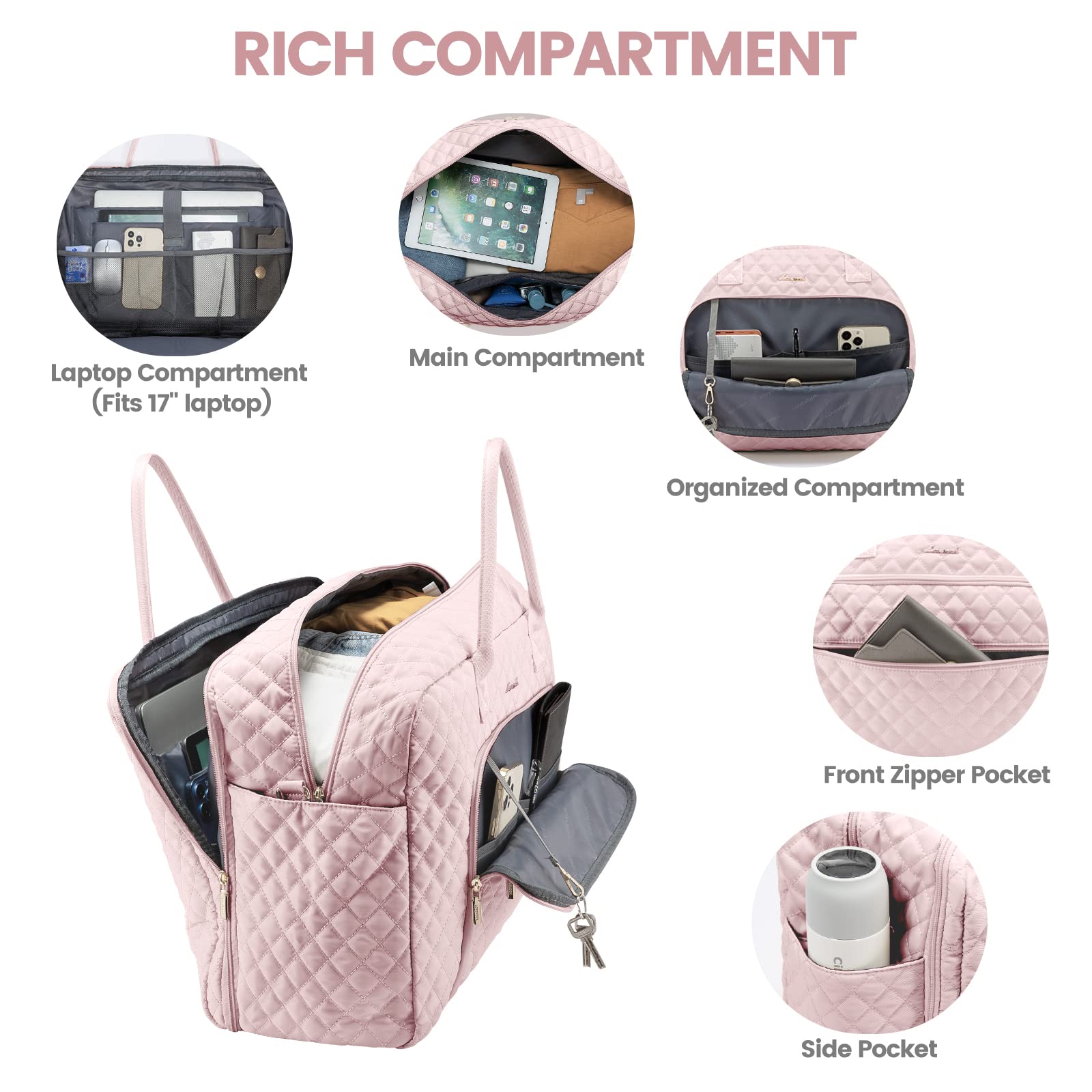 Foto 3 pulgar | Bolsa De Viaje Lovevook Weekender Para Mujer Con Portátil Comp - Venta Internacional.
