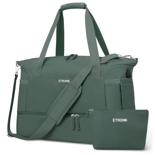 Foto 1 | Bolsa De Gimnasio Etronik Para Mujer Con Puerto De Carga Usb, Color Verde Oscuro - Venta Internacional.