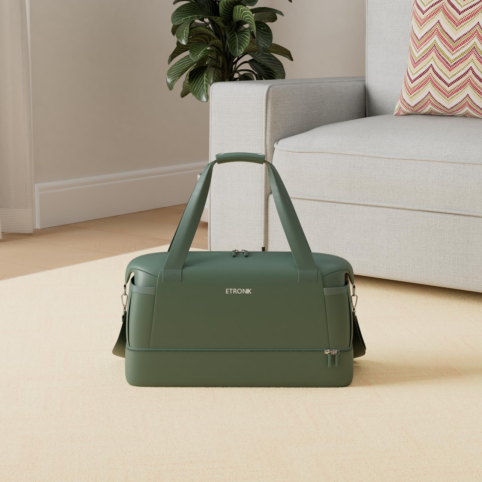 Foto 3 pulgar | Bolsa De Gimnasio Etronik Para Mujer Con Puerto De Carga Usb, Color Verde Oscuro - Venta Internacional.