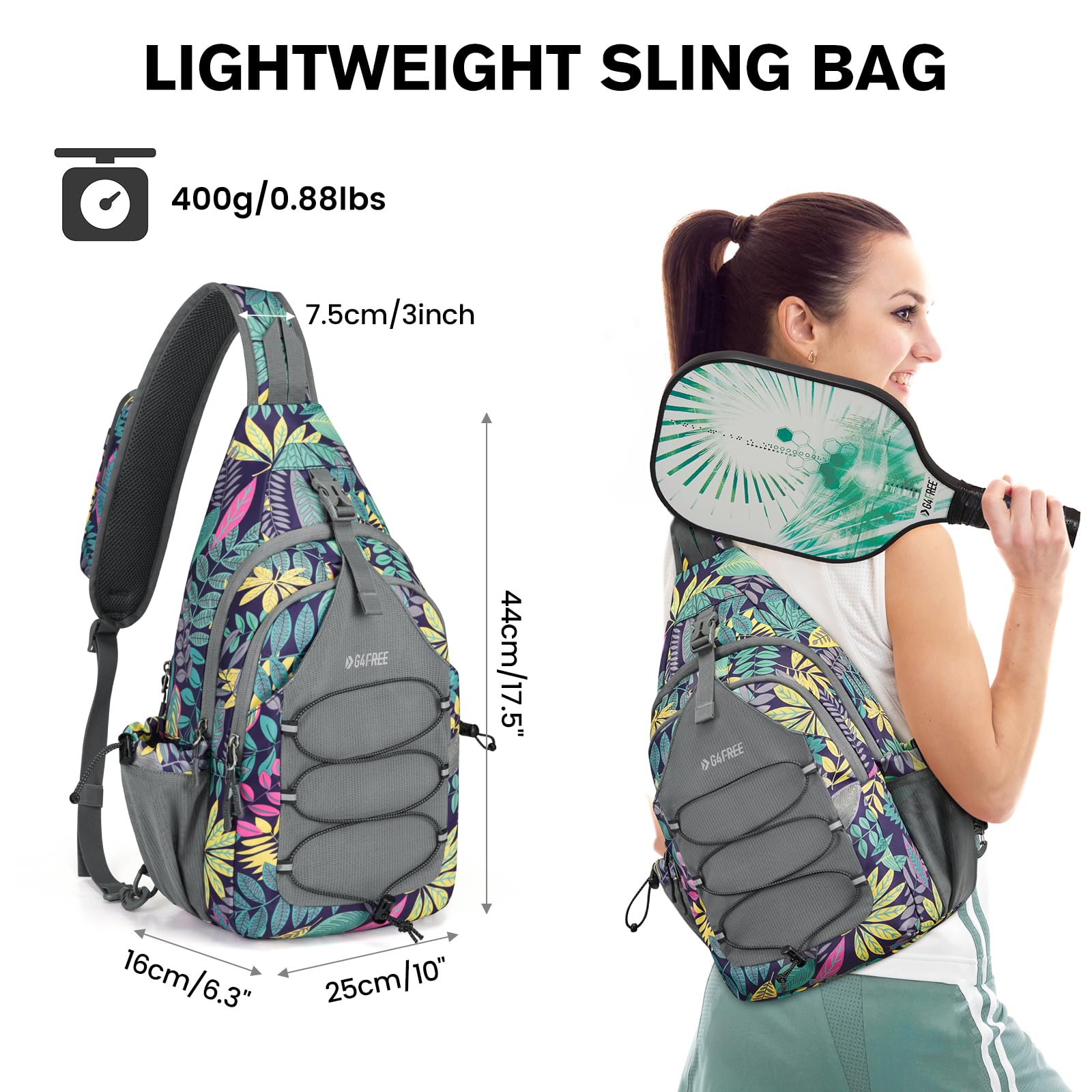 Foto 6 pulgar | Mochila Bandolera Pickleball Bag G4free Blue Leaf - Venta Internacional.