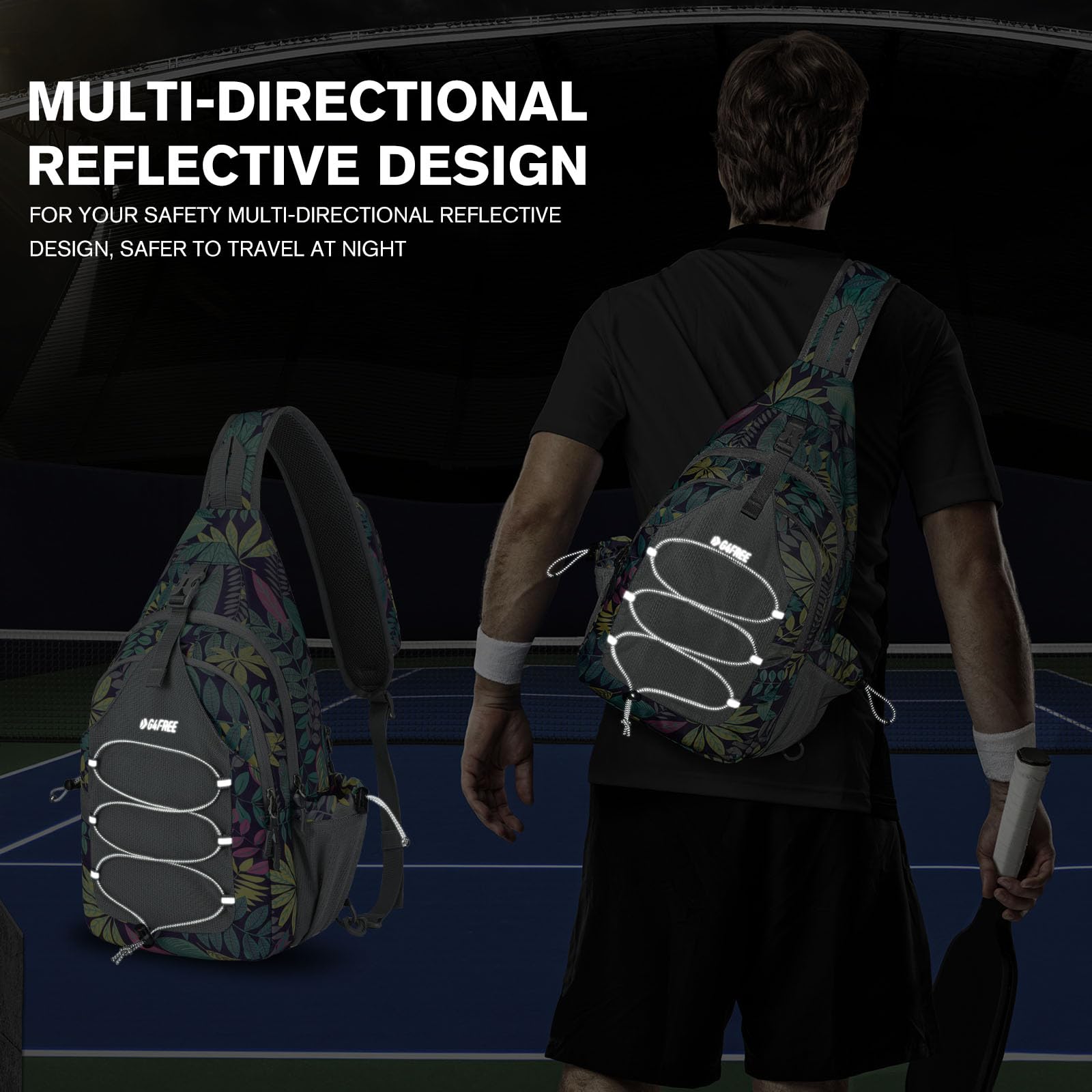 Foto 7 pulgar | Mochila Bandolera Pickleball Bag G4free Blue Leaf - Venta Internacional.