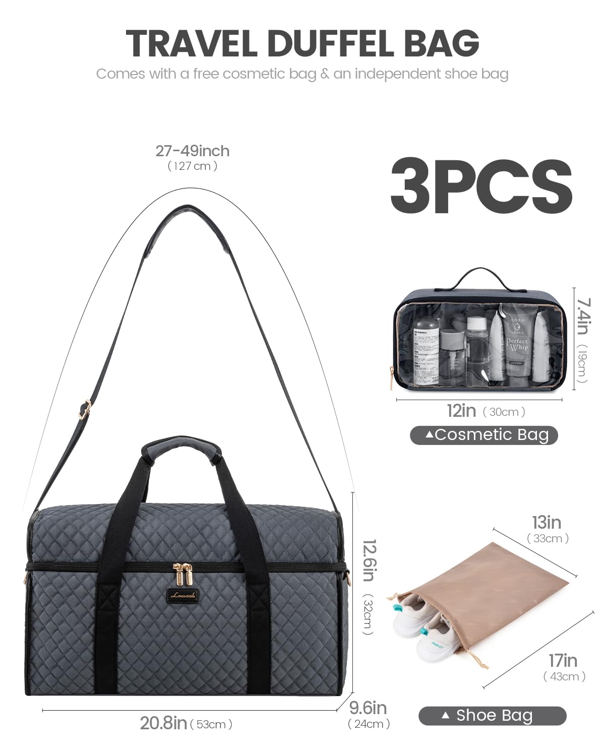 Foto 4 pulgar | Bolsa De Viaje Lovevook Weekender Para Mujer, Juego De 3 Piezas - Venta Internacional.