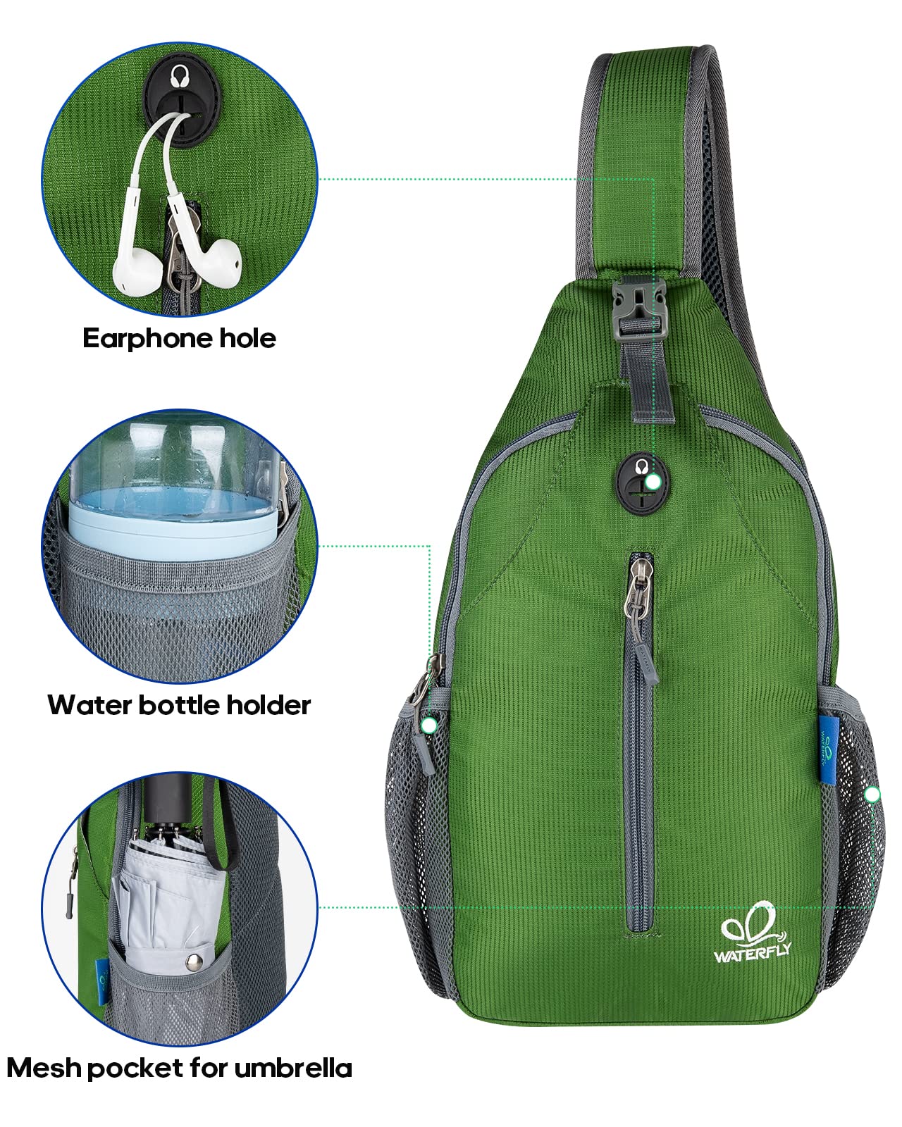 Foto 6 pulgar | Mochila Bandolera Waterfly, Bandolera Para Viajes Y Senderismo - Venta Internacional.