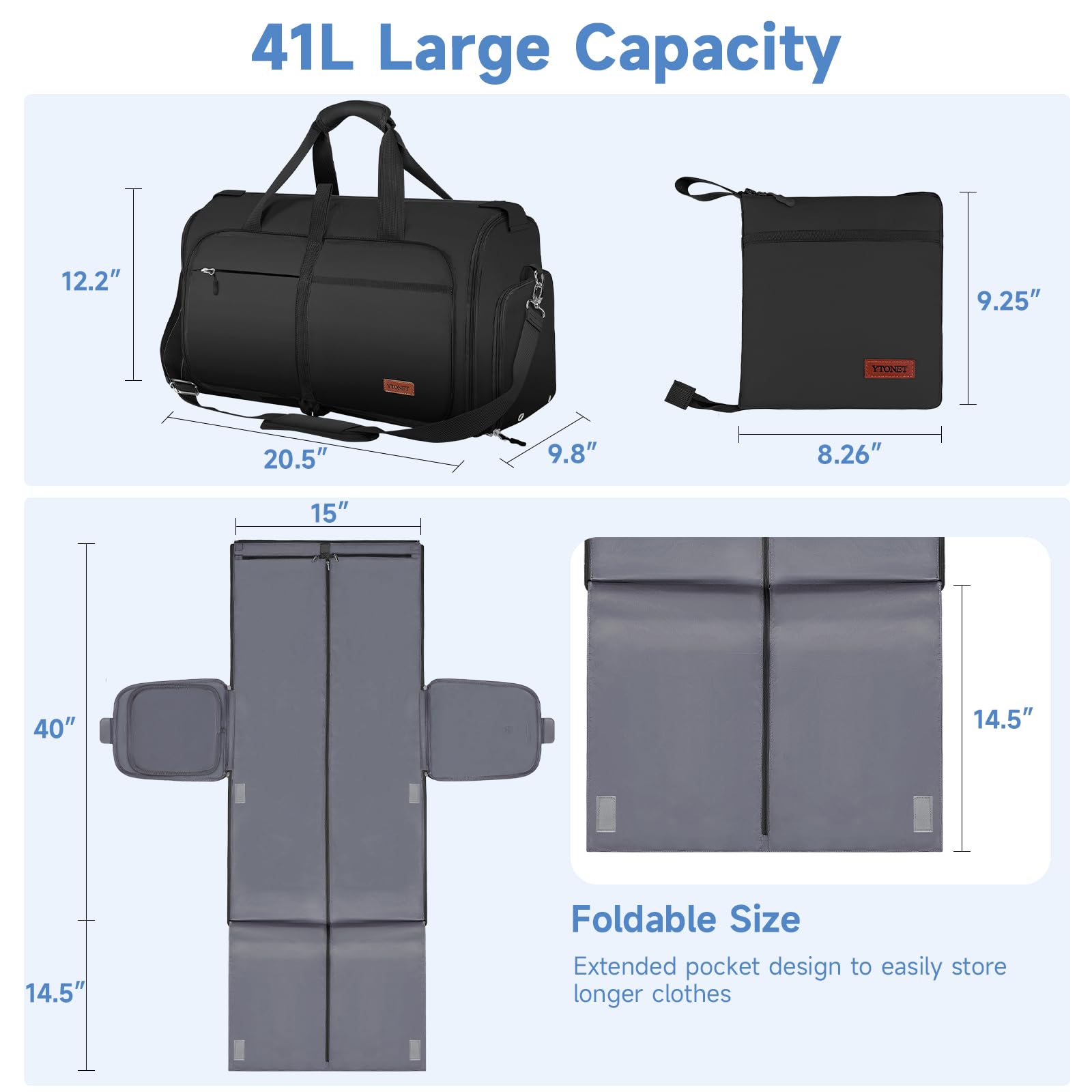 Foto 3 pulgar | Bolsa De Viaje Plegable Ytonet Con Compartimento Para Zapatos, 41 L - Venta Internacional.
