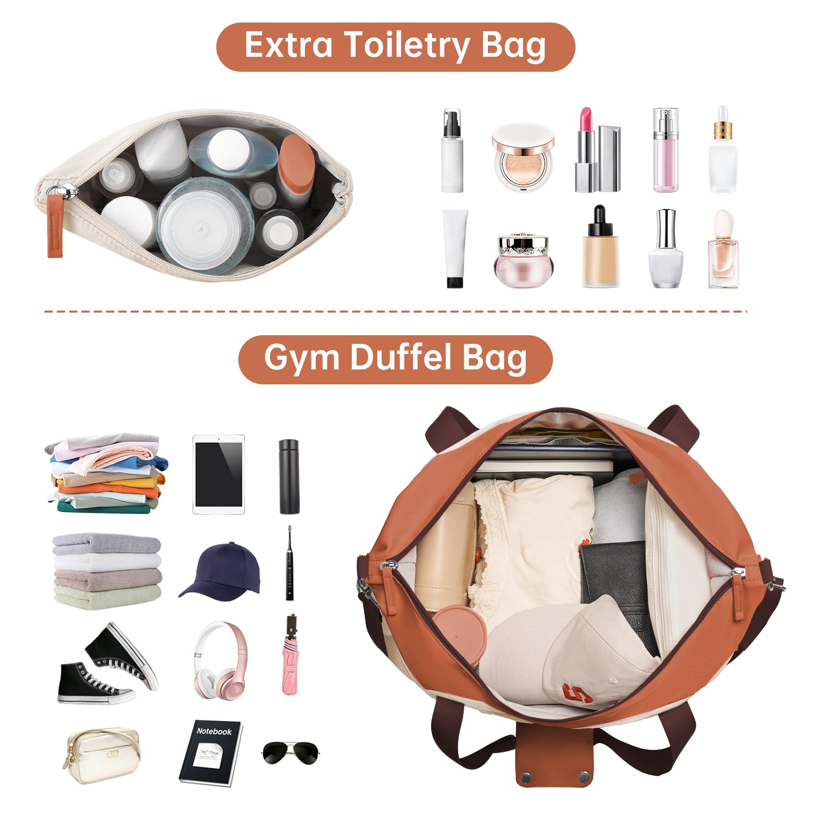 Foto 2 | Bolsa De Gimnasio Etronik Para Mujer, Bolsa De Viaje Con Puerto Usb, Color Marrón Y Caqui - Venta Internacional.