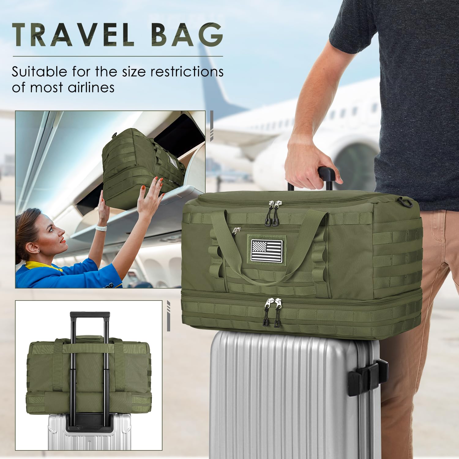 Foto 6 pulgar | Bolsa De Viaje Táctica Etronik Para Viajes, Gimnasio Con Neceser Verde - Venta Internacional.
