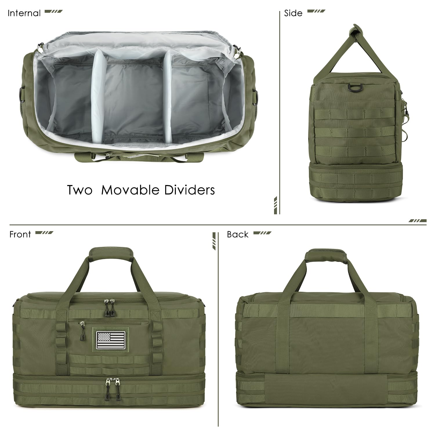Foto 7 pulgar | Bolsa De Viaje Táctica Etronik Para Viajes, Gimnasio Con Neceser Verde - Venta Internacional.