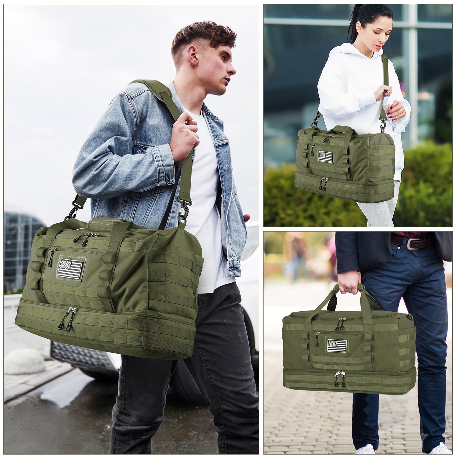 Foto 8 pulgar | Bolsa De Viaje Táctica Etronik Para Viajes, Gimnasio Con Neceser Verde - Venta Internacional.