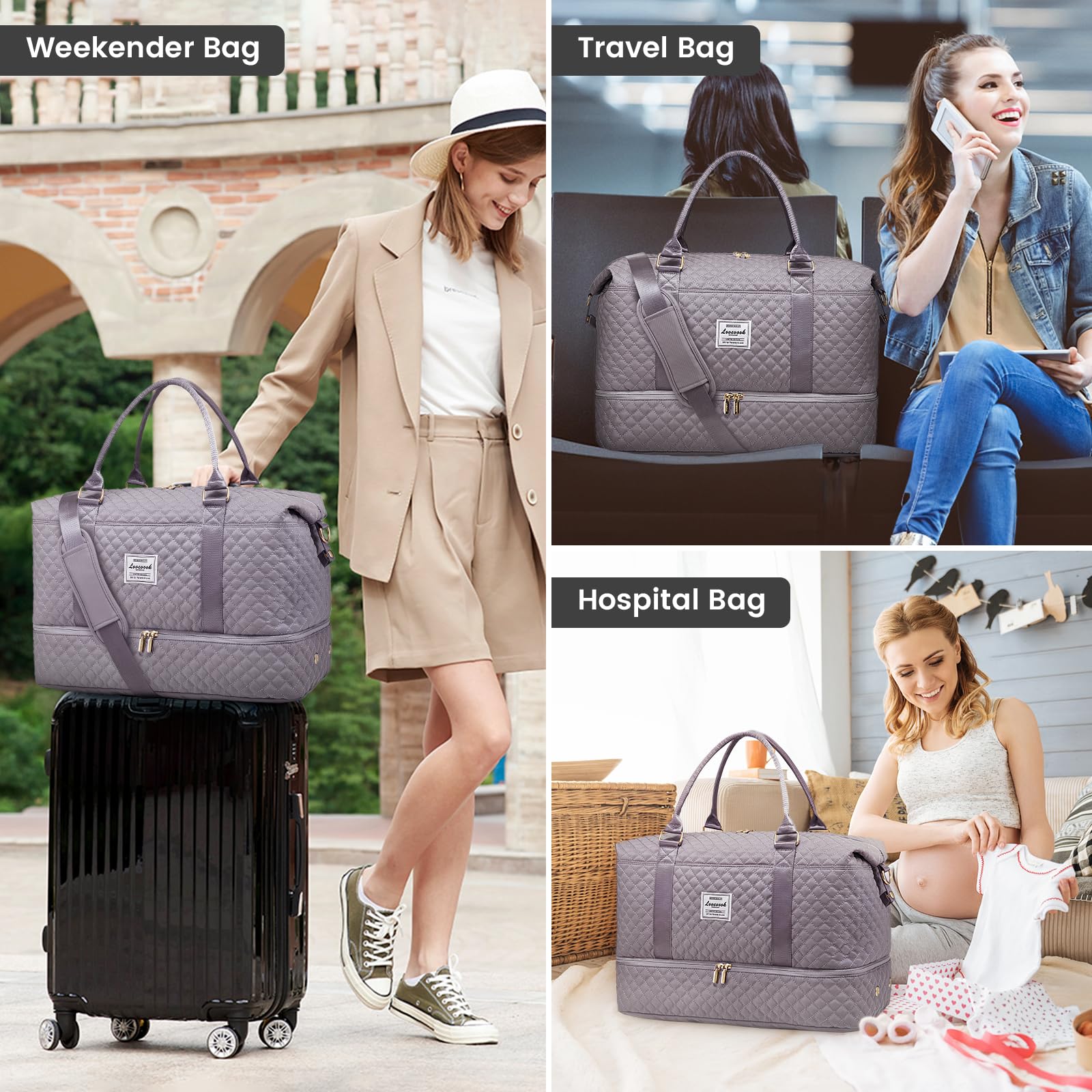 Foto 2 | Bolsa De Viaje Lovevook Para Mujer Con Compartimento Para Zapatos - Venta Internacional.