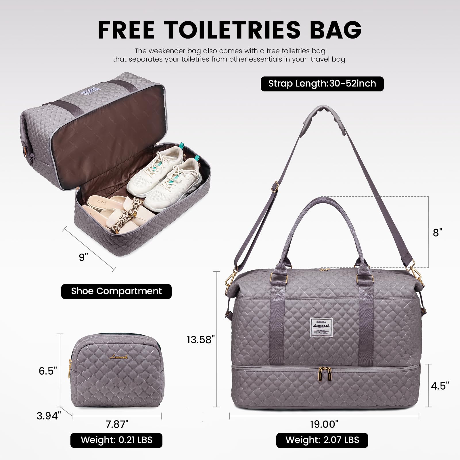 Foto 4 pulgar | Bolsa De Viaje Lovevook Para Mujer Con Compartimento Para Zapatos - Venta Internacional.