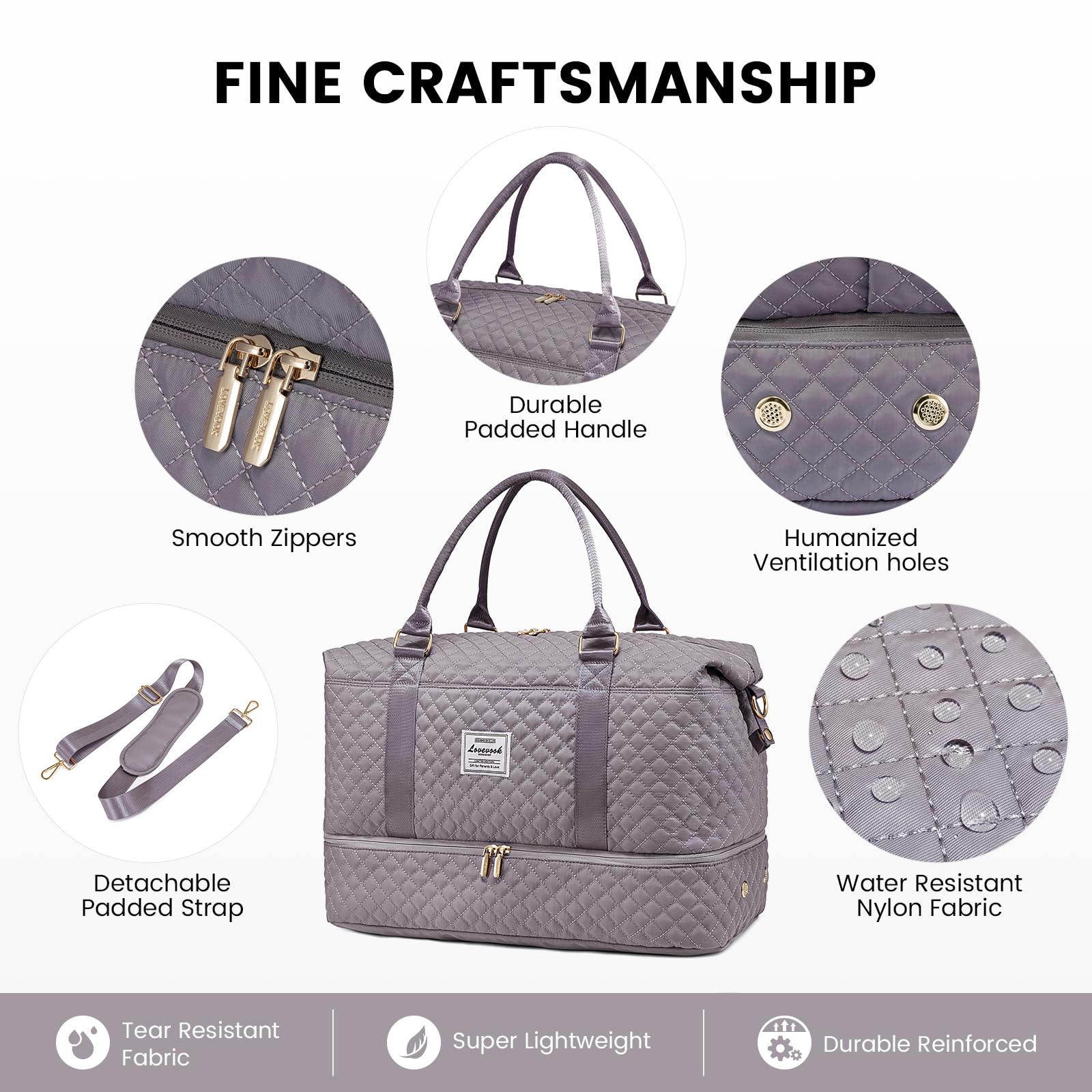Foto 6 | Bolsa De Viaje Lovevook Para Mujer Con Compartimento Para Zapatos - Venta Internacional.