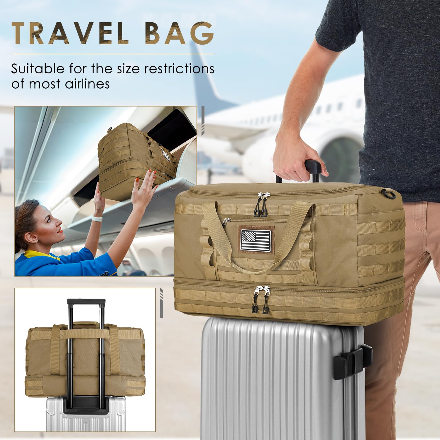 Foto 6 pulgar | Bolsa De Viaje Etronik, Bolsa Táctica De Fin De Semana Para Hombre, Color Marrón - Venta Internacional.