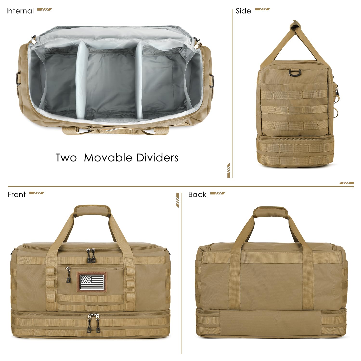Foto 7 pulgar | Bolsa De Viaje Etronik, Bolsa Táctica De Fin De Semana Para Hombre, Color Marrón - Venta Internacional.