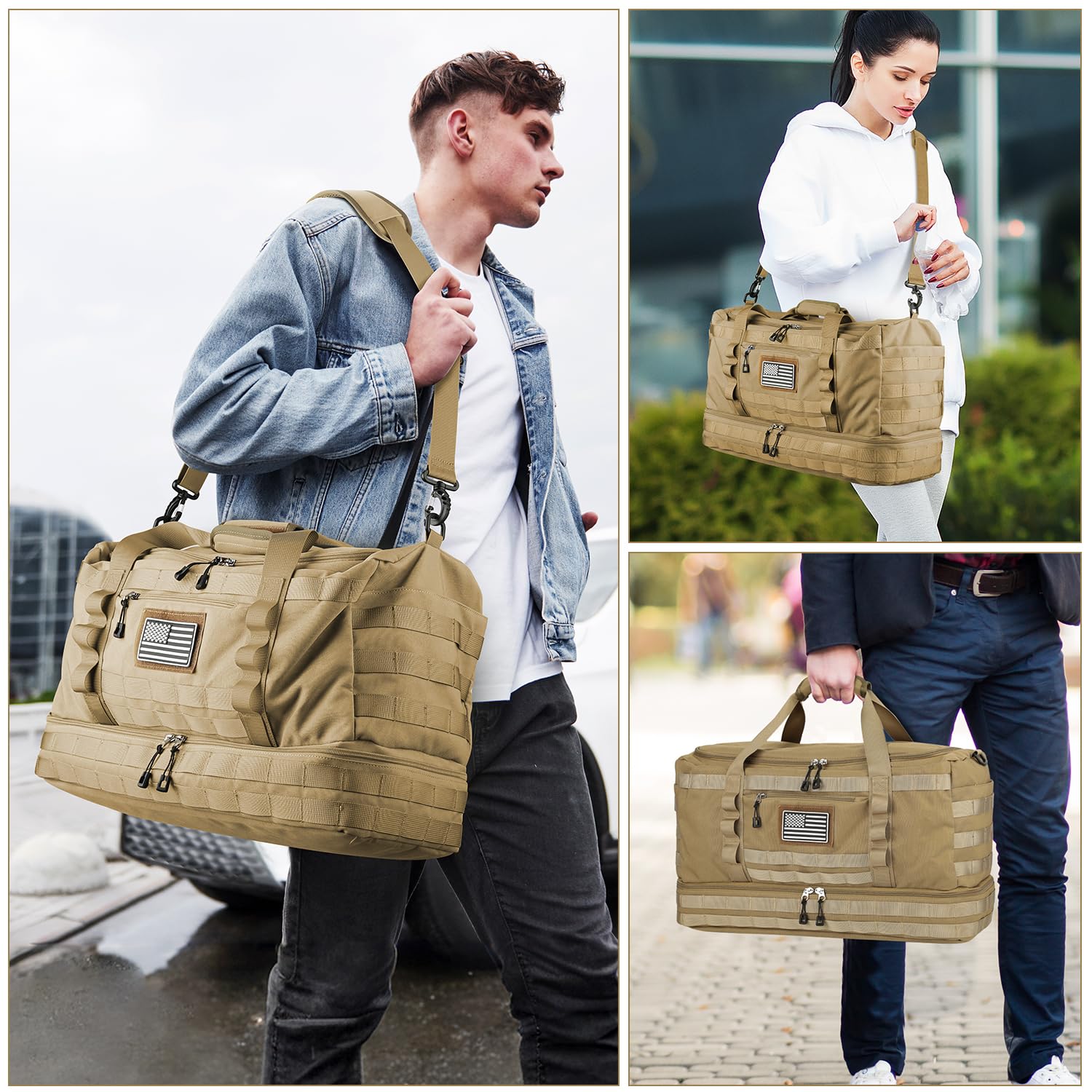 Foto 8 pulgar | Bolsa De Viaje Etronik, Bolsa Táctica De Fin De Semana Para Hombre, Color Marrón - Venta Internacional.