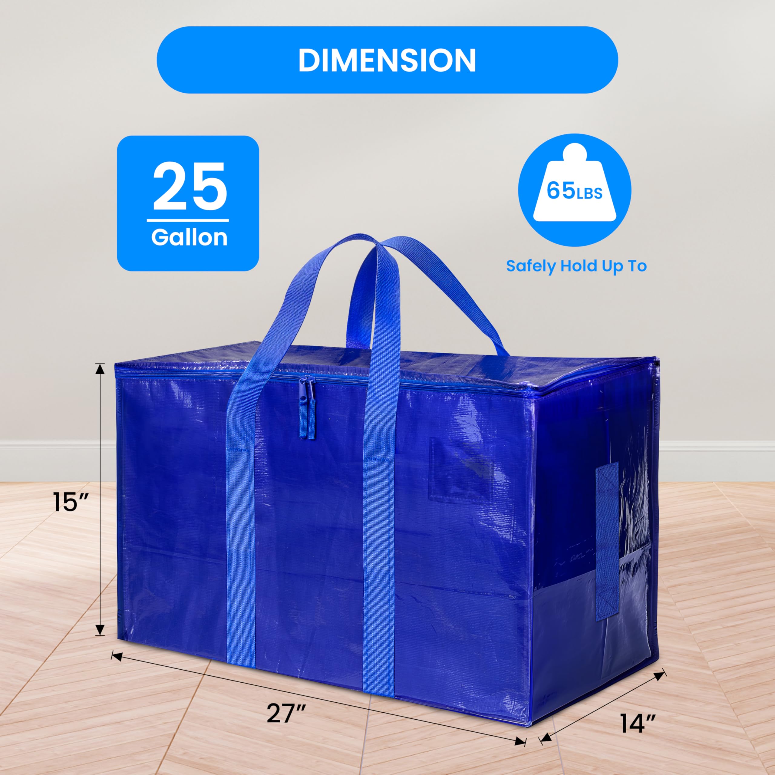 Foto 2 | Bolsas De Mudanza Simple Deluxe Extra Grandes, Paquete De 6, Azules, 95 L/25 Galones - Venta Internacional.