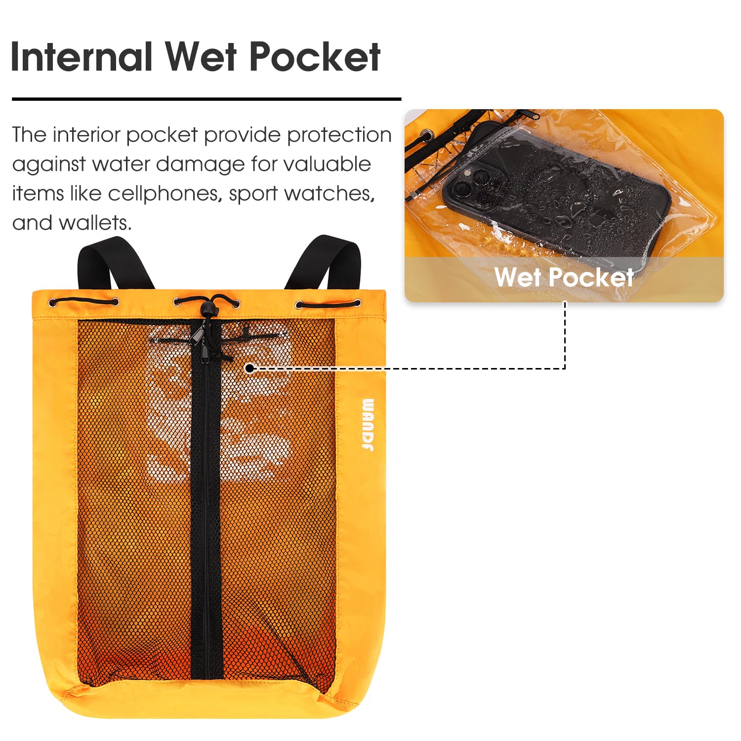 Foto 2 | Bolsa De Natación Wandf, Mochila De Malla Con Cordón Para Nadar, Color Naranja - Venta Internacional.