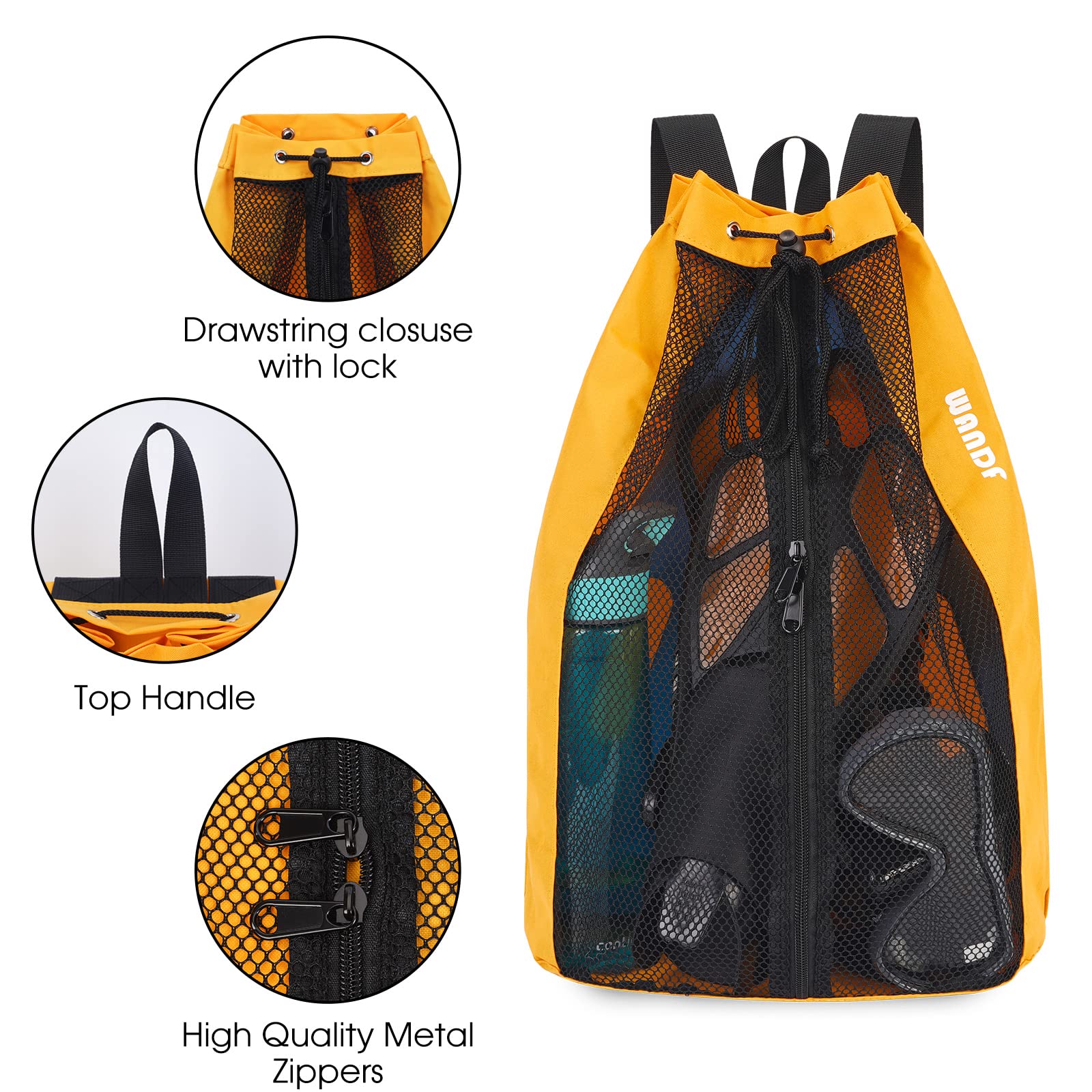 Foto 6 pulgar | Bolsa De Natación Wandf, Mochila De Malla Con Cordón Para Nadar, Color Naranja - Venta Internacional.