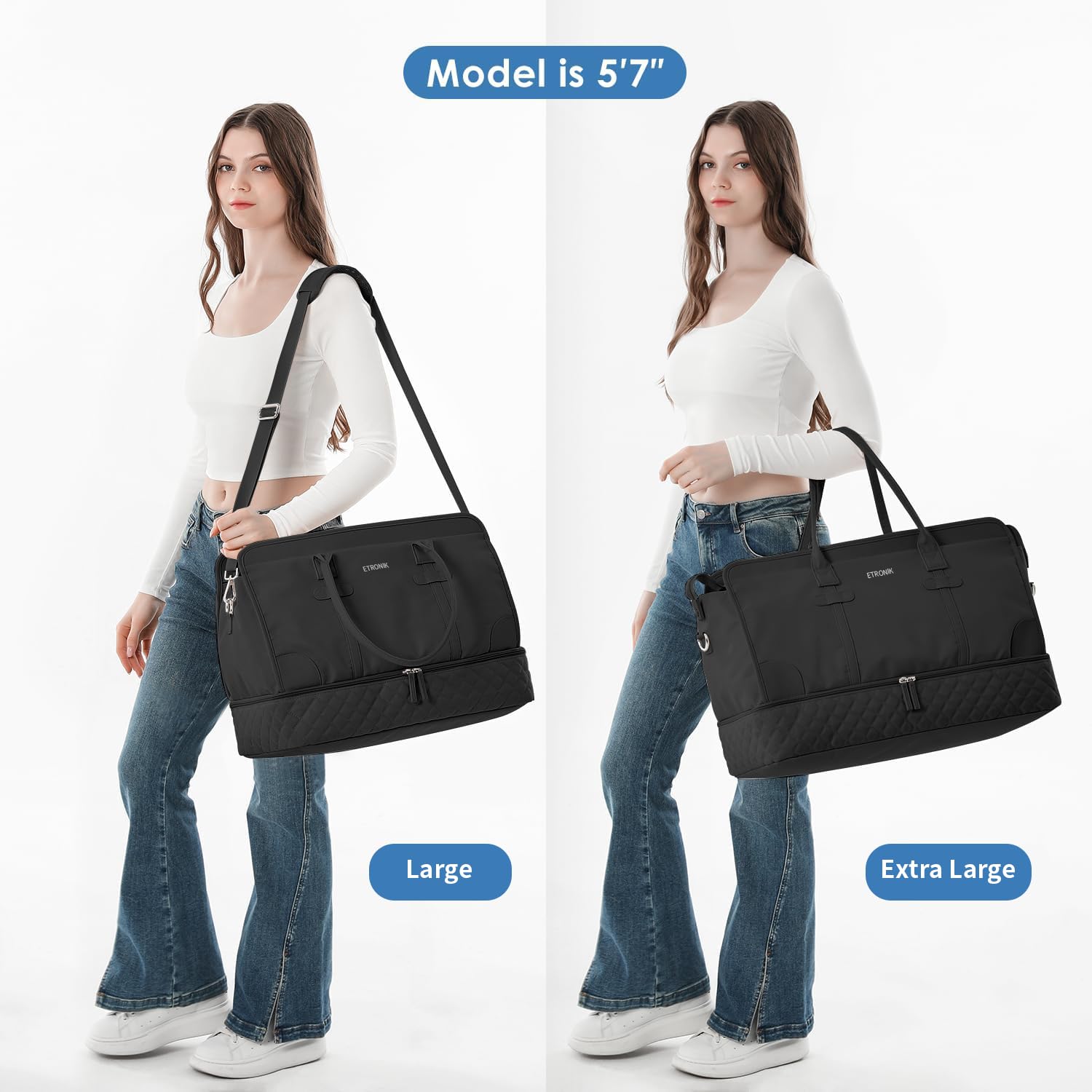 Foto 6 pulgar | Bolsos De Viaje Etronik De Fin De Semana Para Mujer, Color Negro, Juego De 4 Unidades - Venta Internacional.
