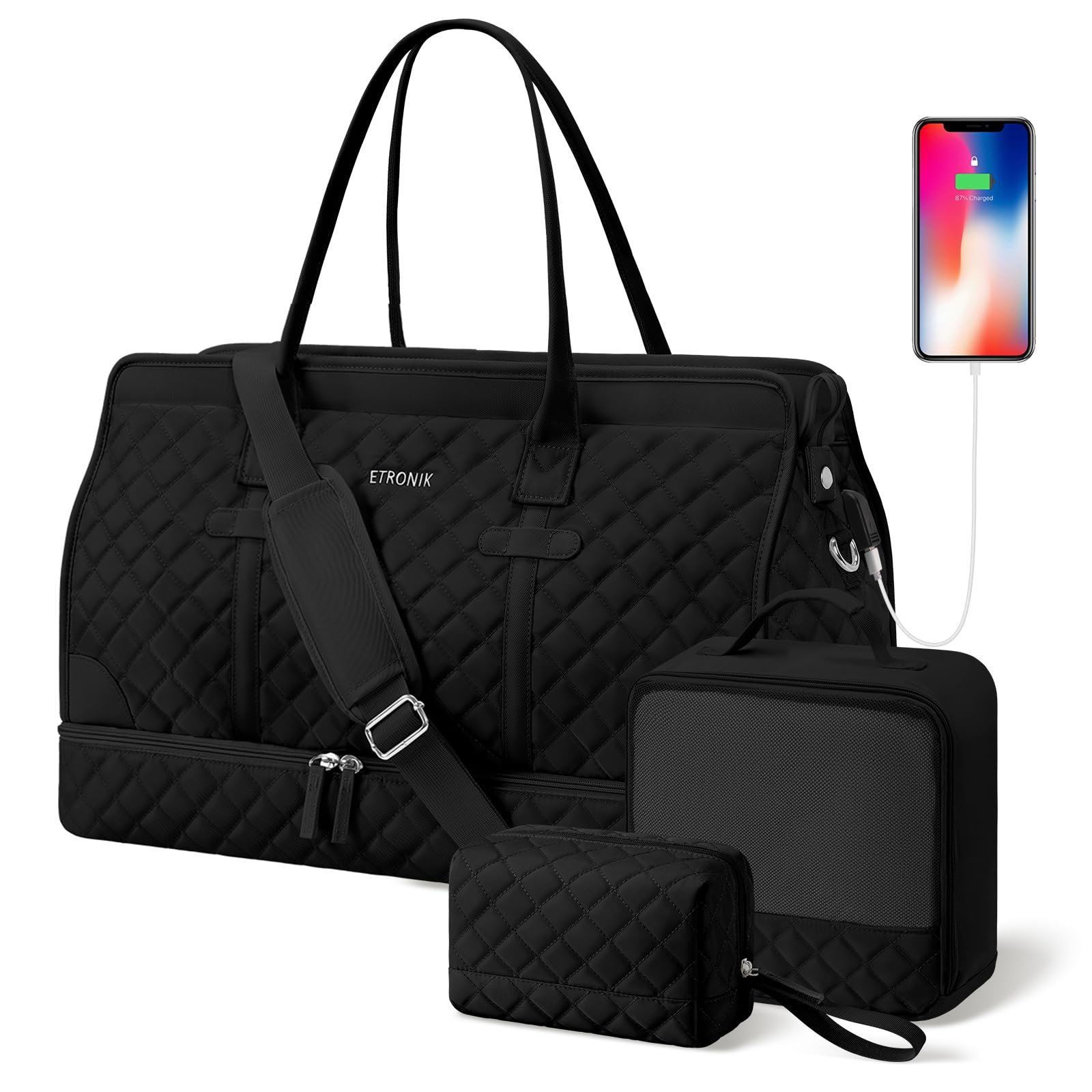 Foto 2 pulgar | Bolsa De Viaje Etronik De Fin De Semana Para Mujer Con Compartimento Para Zapatos - Venta Internacional.