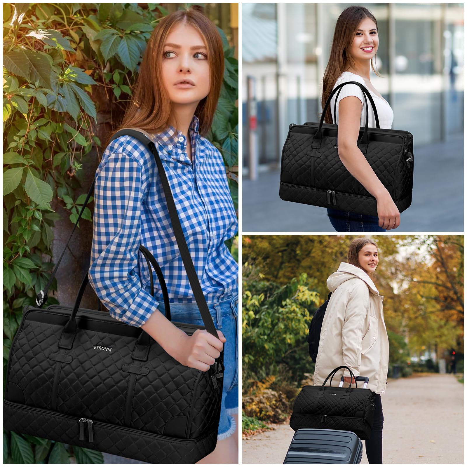 Foto 7 pulgar | Bolsa De Viaje Etronik De Fin De Semana Para Mujer Con Compartimento Para Zapatos - Venta Internacional.
