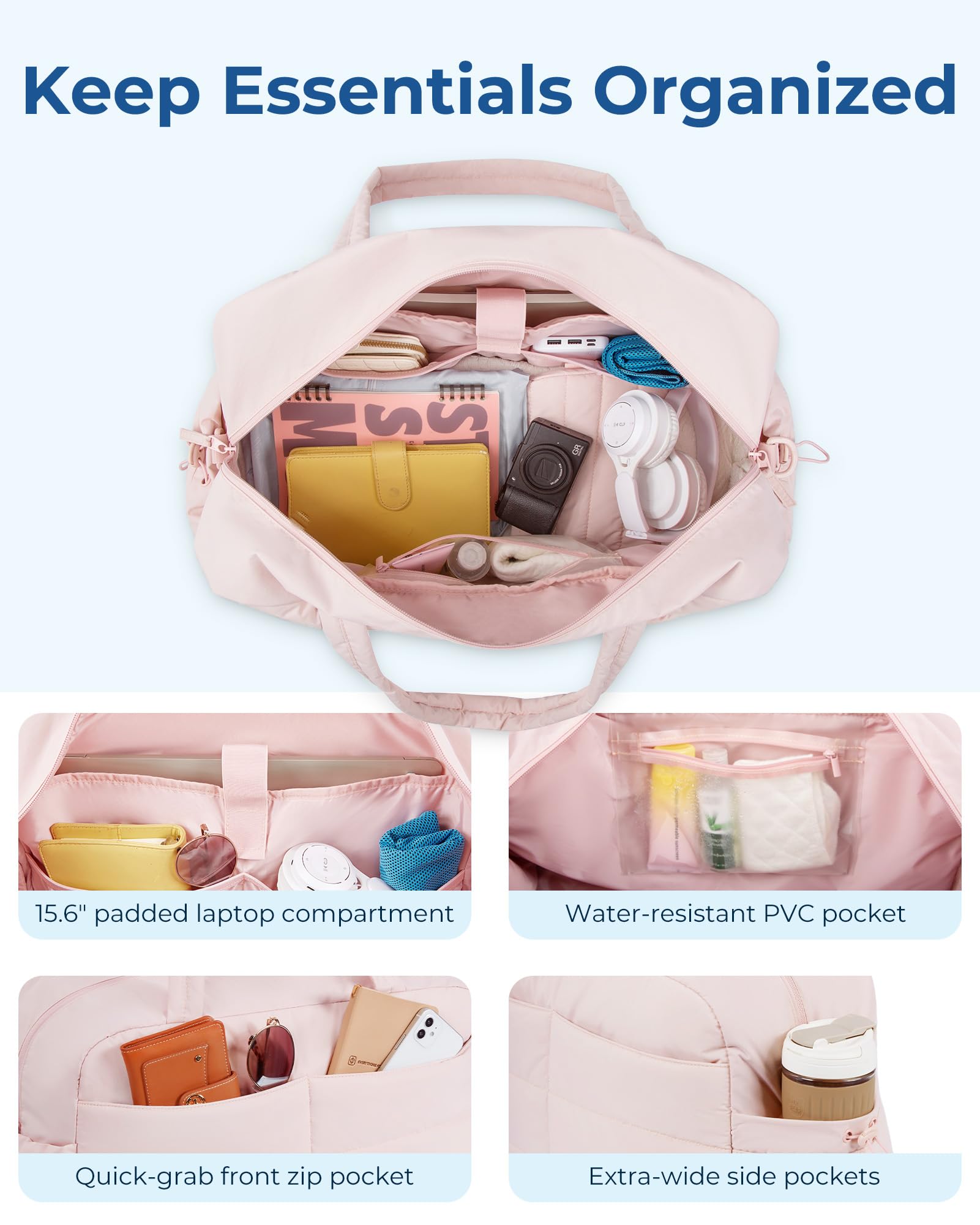 Foto 4 pulgar | Bolsa De Viaje Acolchada Bagsmart Travel 31 L Para Mujer, Color Negro - Venta Internacional.