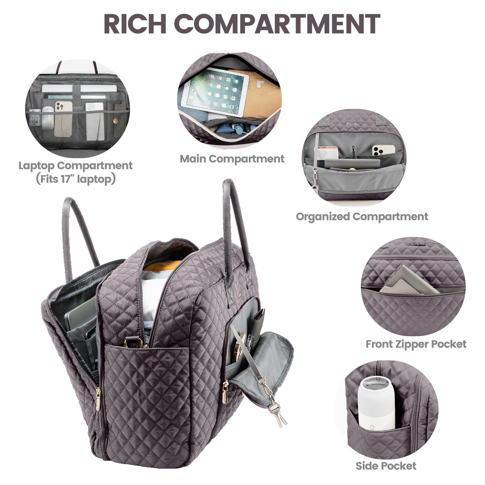 Foto 3 pulgar | Bolsa De Viaje Lovevook Weekender Para Mujer Con Portátil Comp - Venta Internacional.
