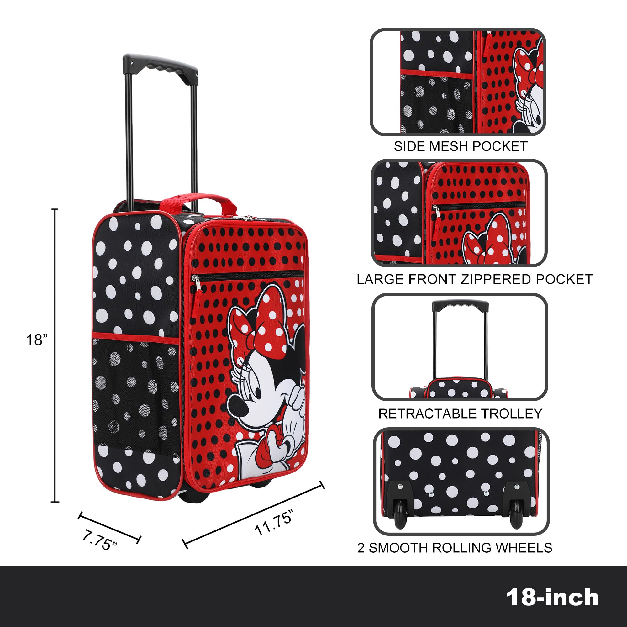 Foto 8 pulgar | Funda Pilot Bioworld Disney Minnie Mouse Roja Y Negra De 45 Cm - Venta Internacional.
