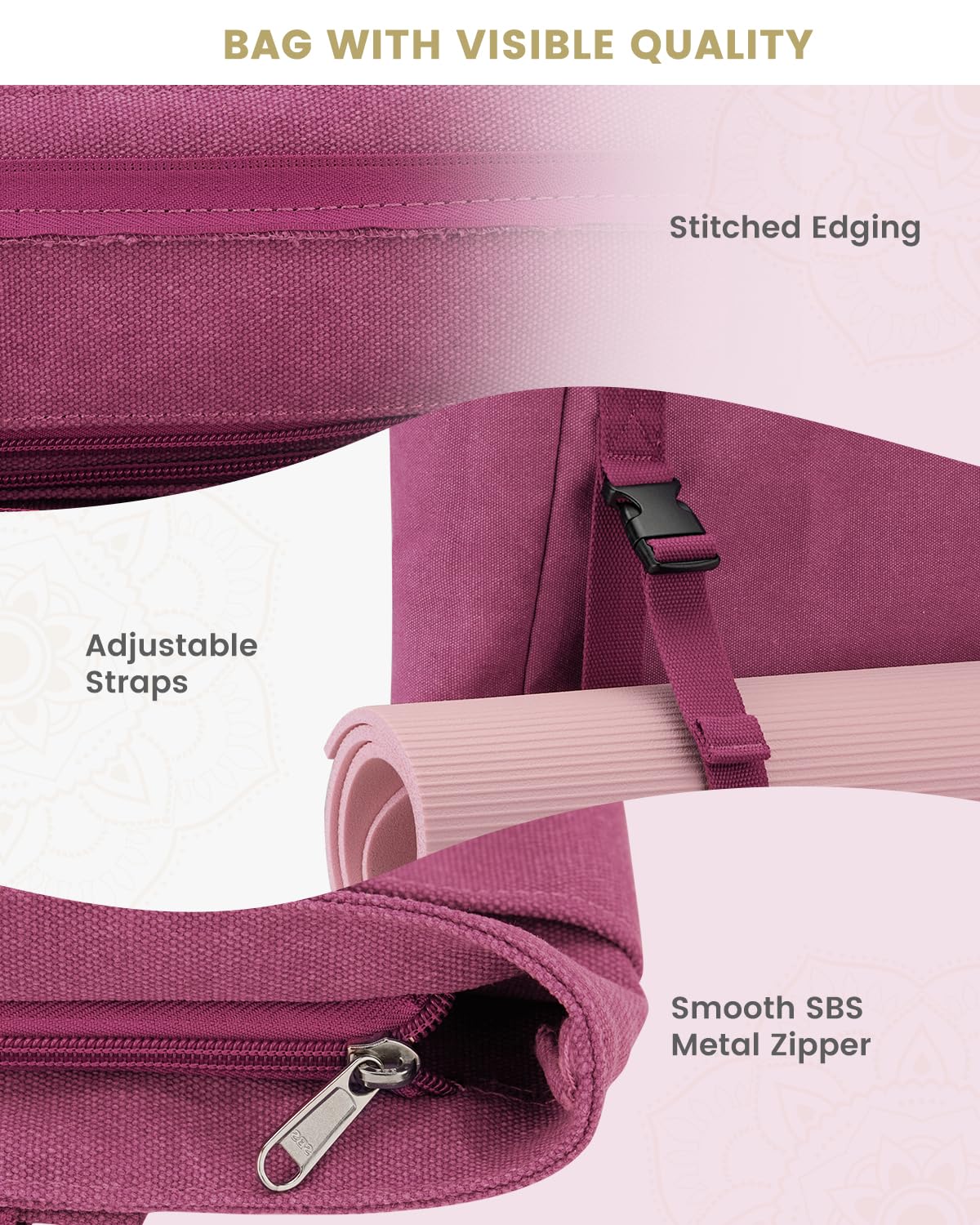 Foto 4 | Bolsa Para Esterilla De Yoga Gonex, Bolsa De Lona Roja Rosa - Venta Internacional.