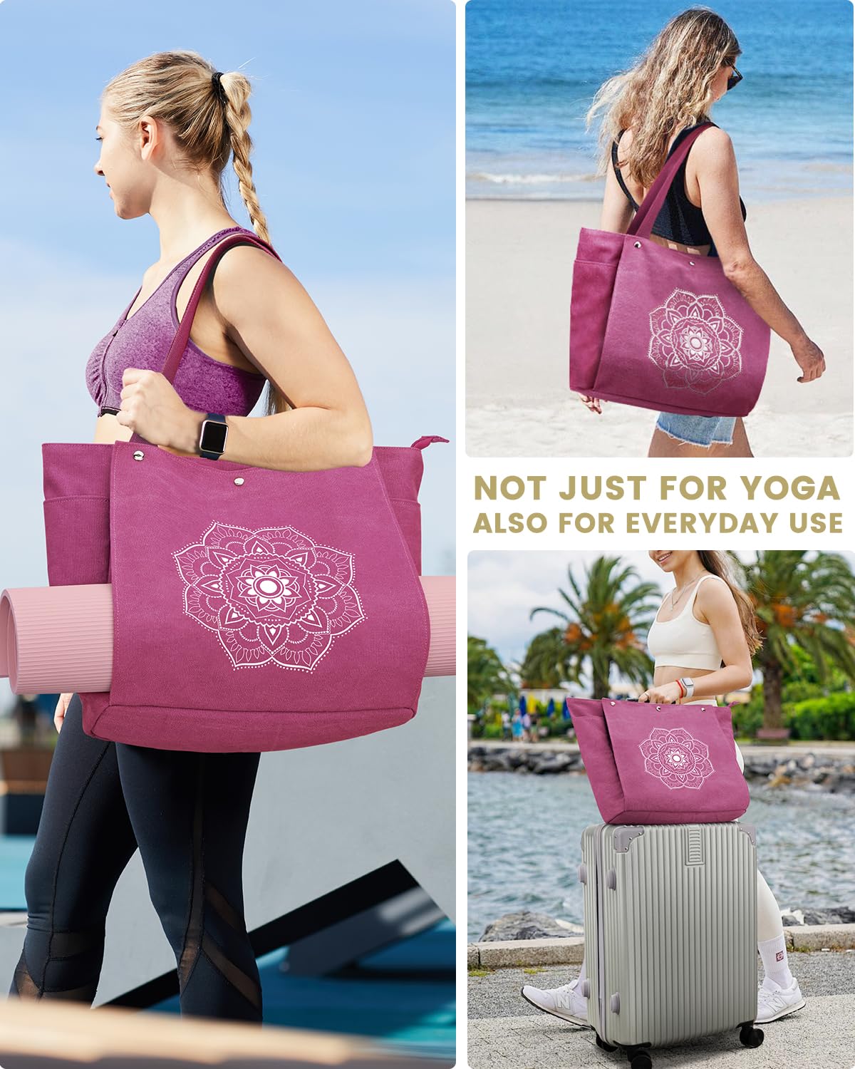 Foto 7 pulgar | Bolsa Para Esterilla De Yoga Gonex, Bolsa De Lona Roja Rosa - Venta Internacional.