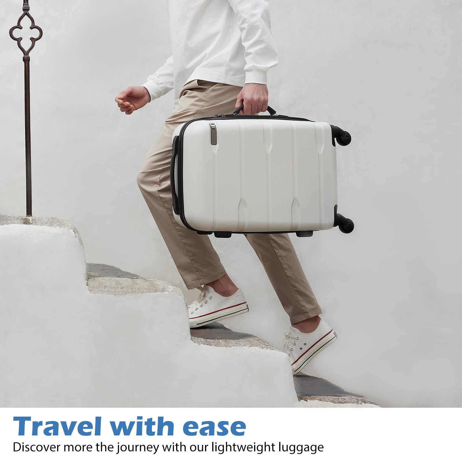 Foto 2 | Maleta Expandible Luggage Coolife De Policarbonato Y Abs Spinner De 28 Pulgadas, Color Blanco - Venta Internacional.