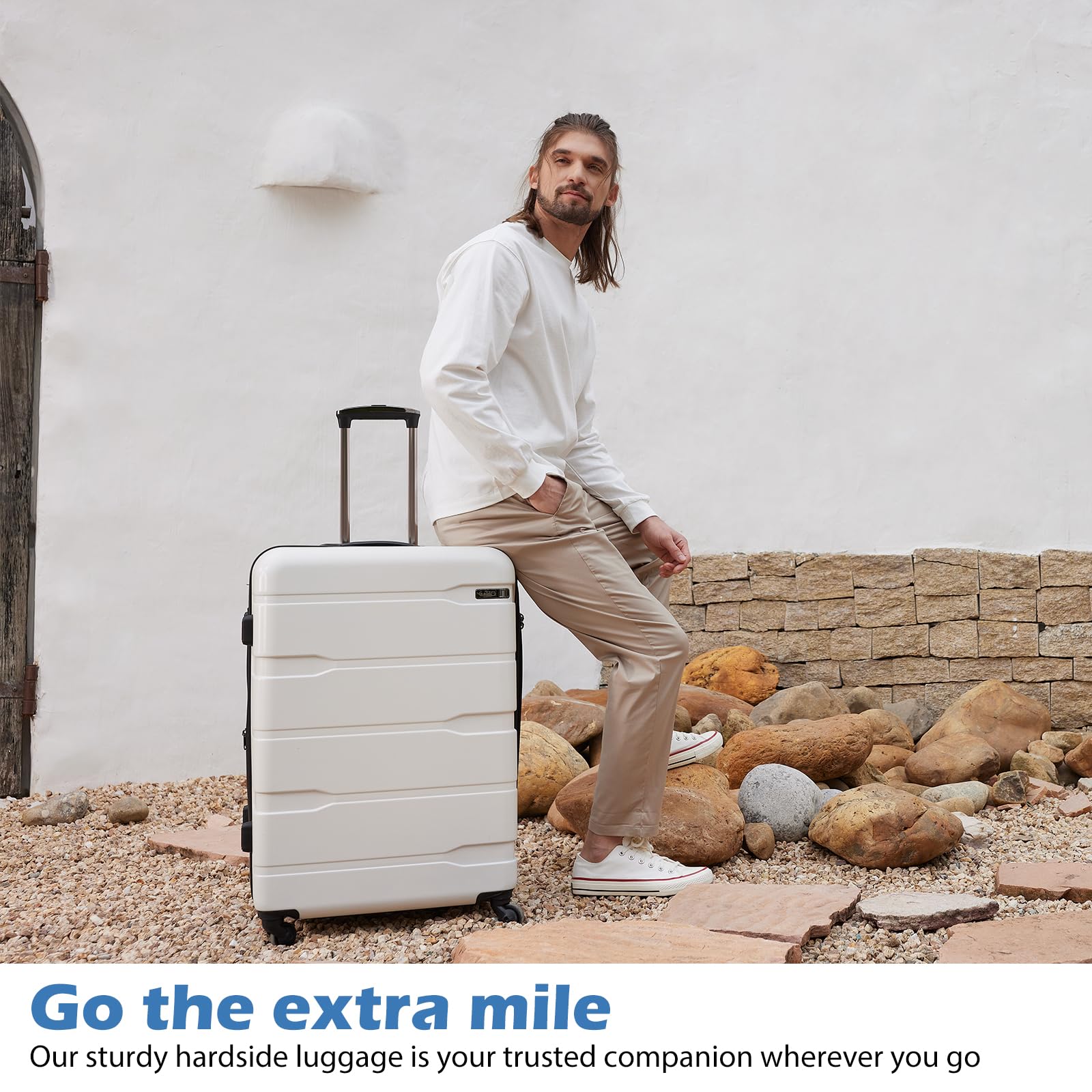 Foto 5 | Maleta Expandible Luggage Coolife De Policarbonato Y Abs Spinner De 28 Pulgadas, Color Blanco - Venta Internacional.