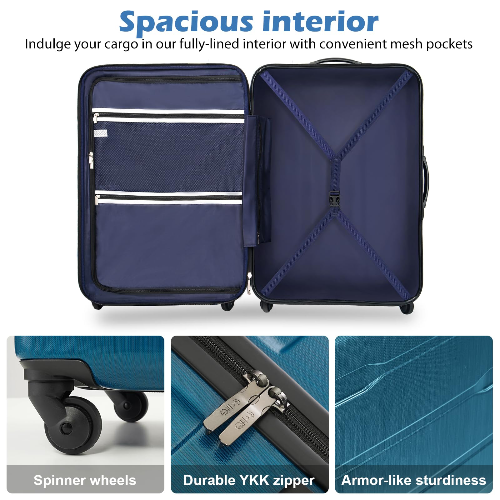 Foto 6 | Maleta Expandible Luggage Coolife De Policarbonato Y Abs Spinner De 28 Pulgadas, Color Blanco - Venta Internacional.