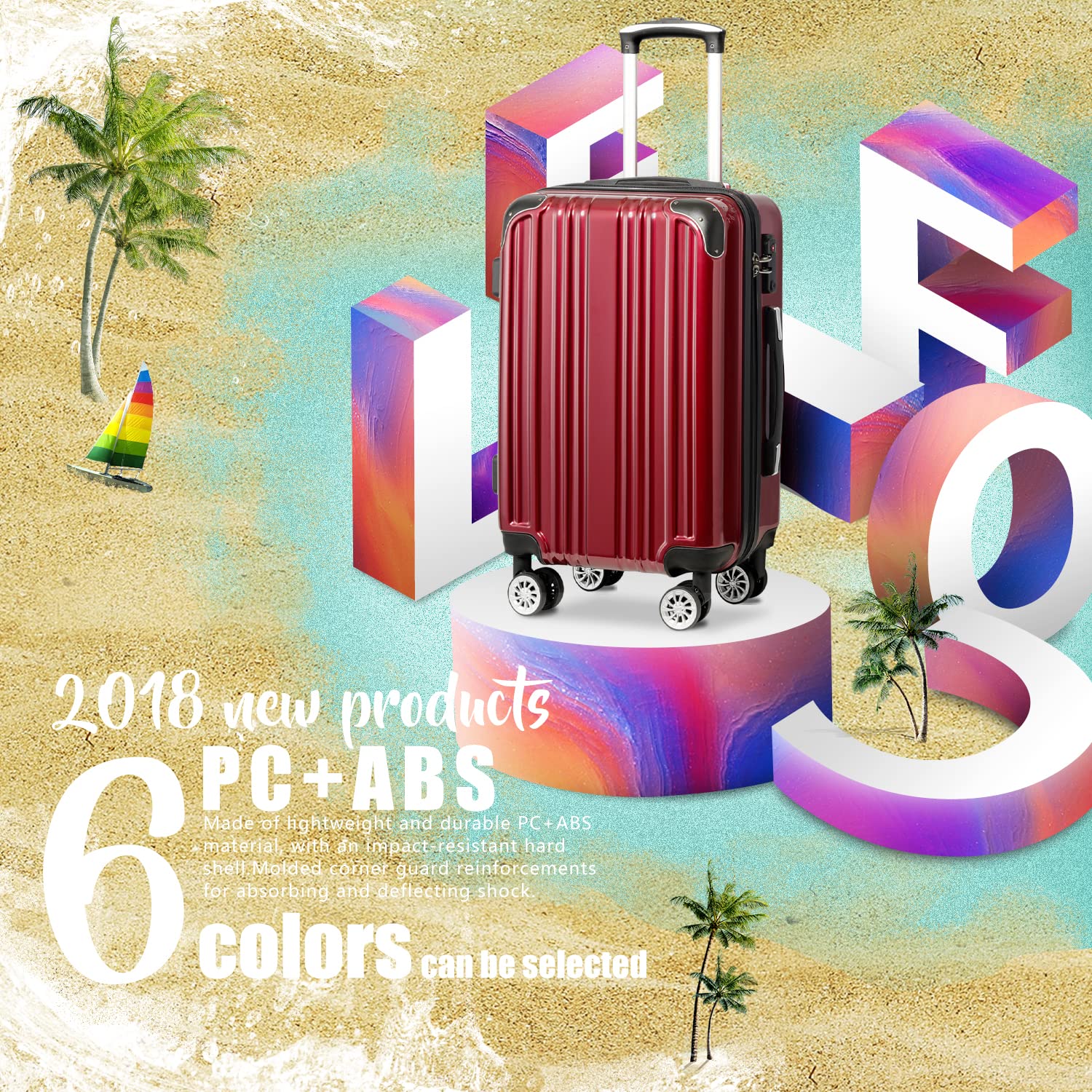 Foto 3 pulgar | Maleta Expandible Luggage Coolife Para Pc+abs Spinner De 28 Pulgadas, Color Vino - Venta Internacional.