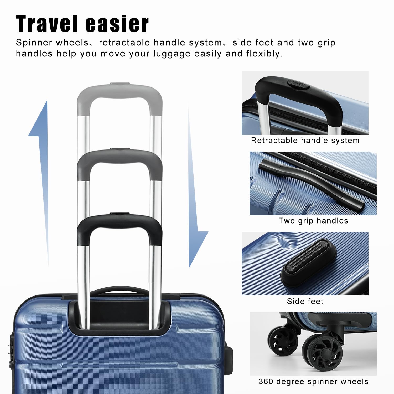 Foto 5 pulgar | Luggage Coolife Carry-on Spinner Tsa Lock, Puerto Usb De 28 Pulgadas, Azul - Venta Internacional.