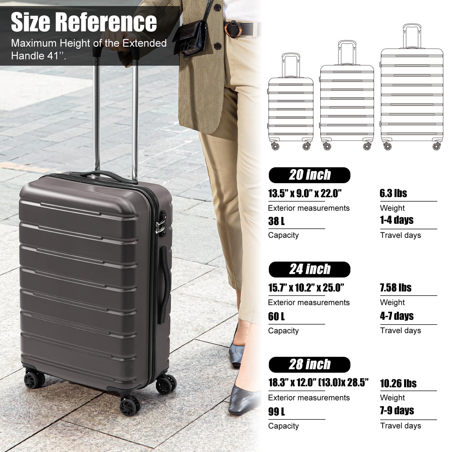 Foto 8 pulgar | Luggage Coolife Carry-on Spinner Tsa Lock, Puerto Usb De 28 Pulgadas, Azul - Venta Internacional.