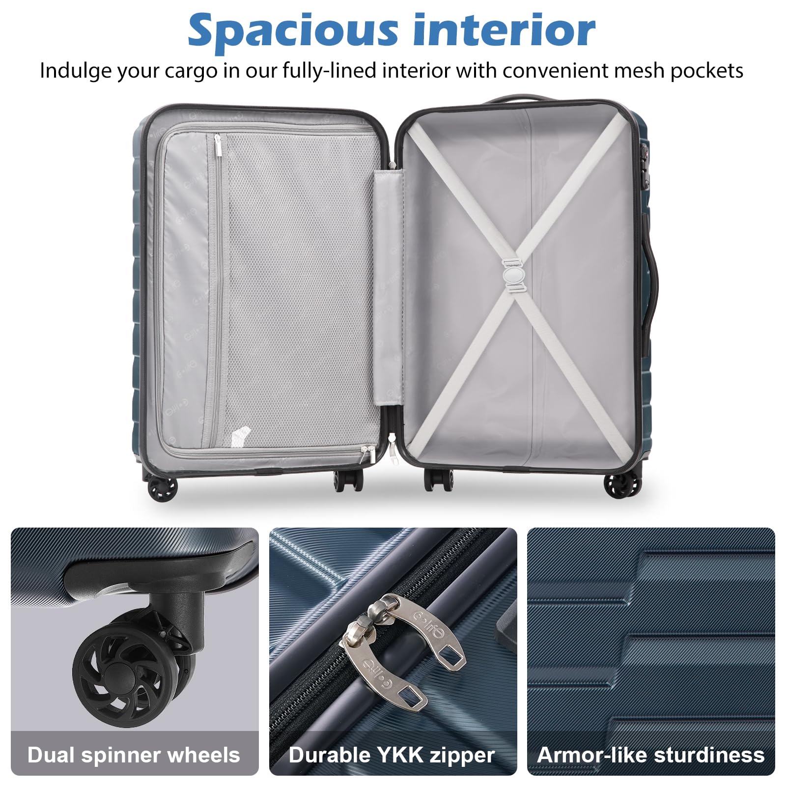 Foto 5 | Maleta De Equipaje Coolife Carry On Hardside Pc+abs Spinner - Venta Internacional.