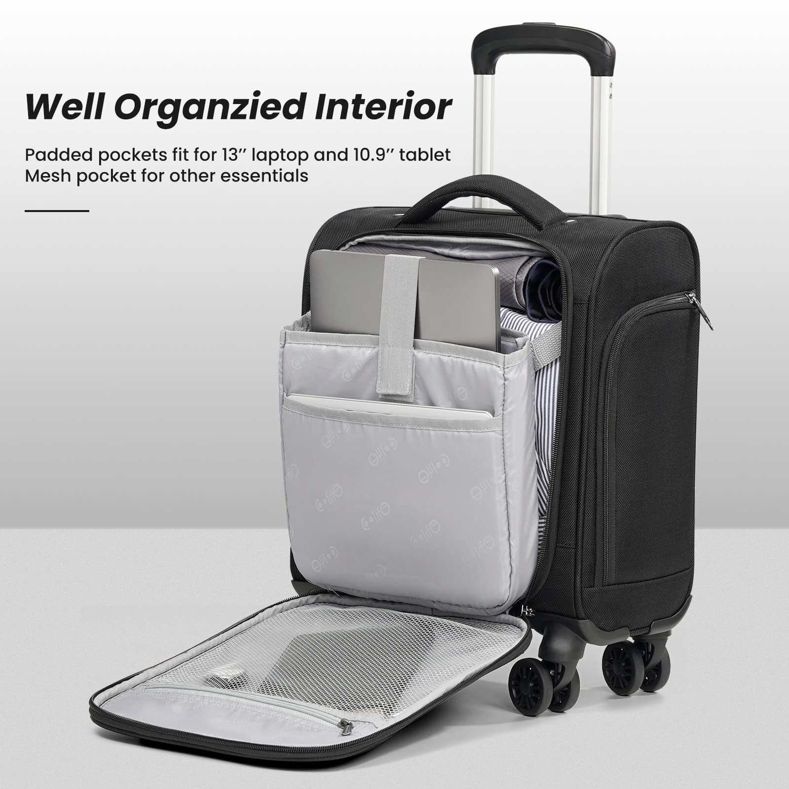 Foto 3 pulgar | Equipaje De Mano Para Debajo Del Asiento Coolife, Ligero, 18.7 Pulgadas - Venta Internacional.