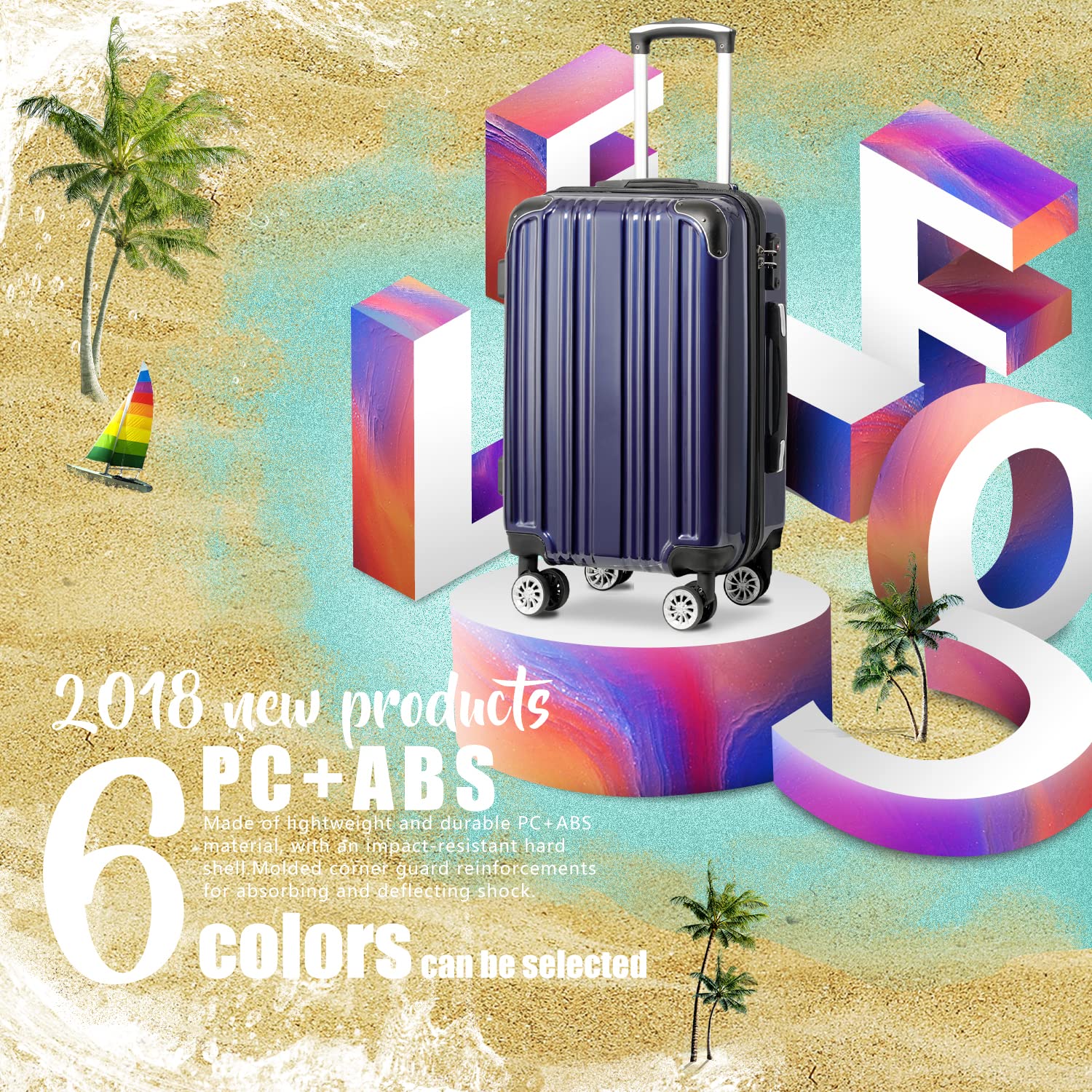 Foto 2 | Maleta Expandible Luggage Coolife Pc+abs Spinner De 28 Pulgadas, Azul Marino - Venta Internacional.