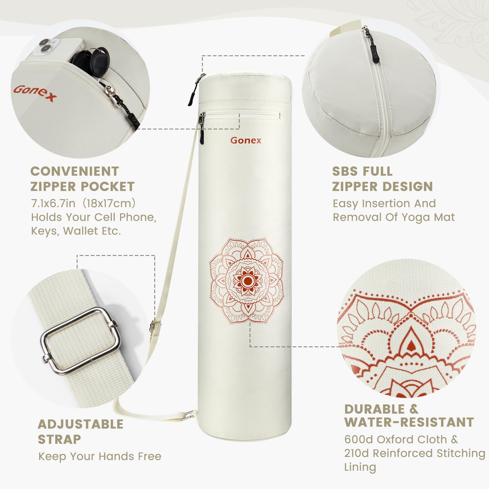Foto 3 | Bolsa Para Esterilla De Yoga Gonex Con Cierre Completo Y Bolsillo Húmedo Para Mujeres Y Hombres - Venta Internacional.