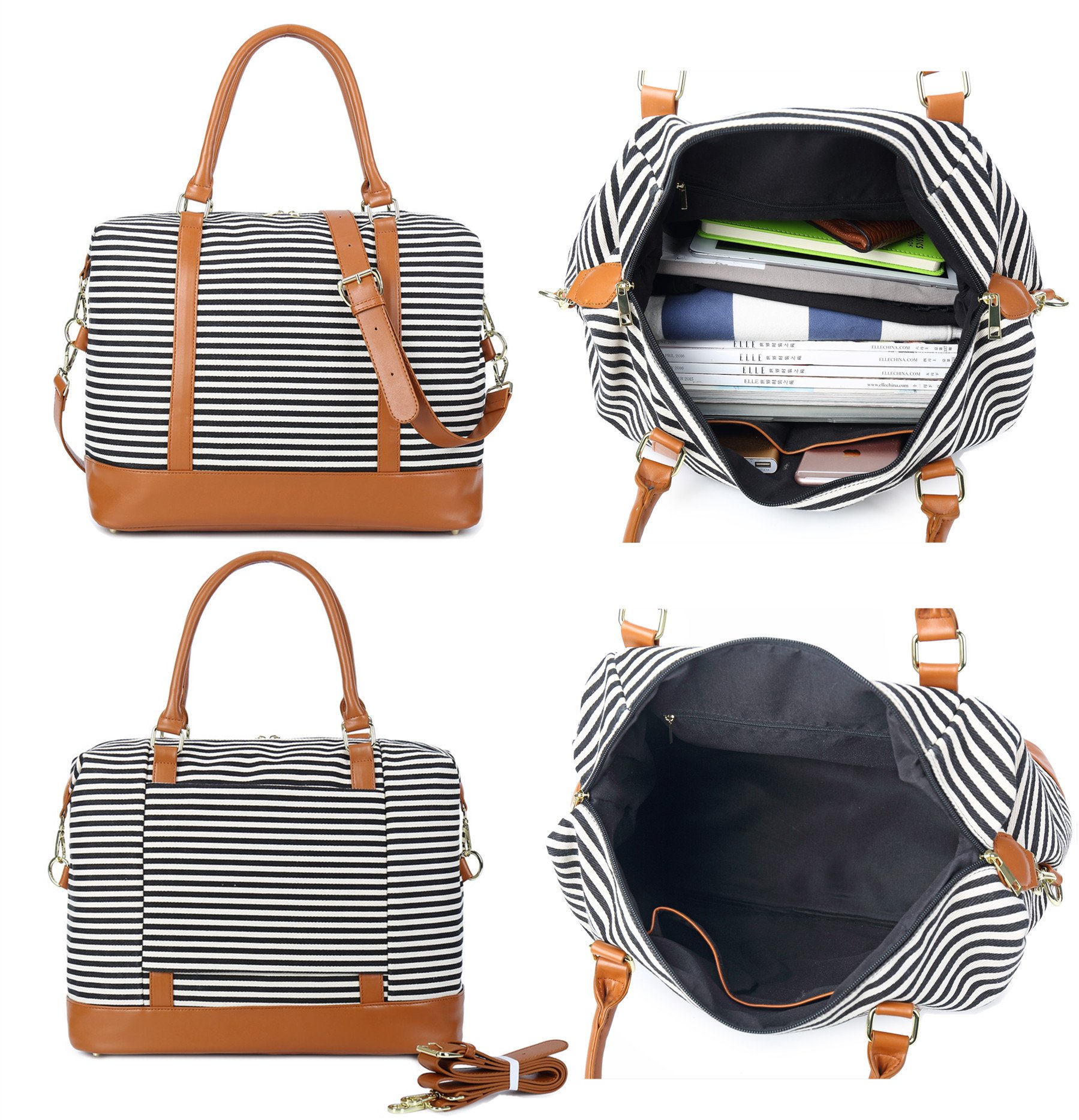 Foto 4 | Bolso Weekender Bluboon Para Mujer, De Lona, De Mano, De Noche, Negro - Venta Internacional.