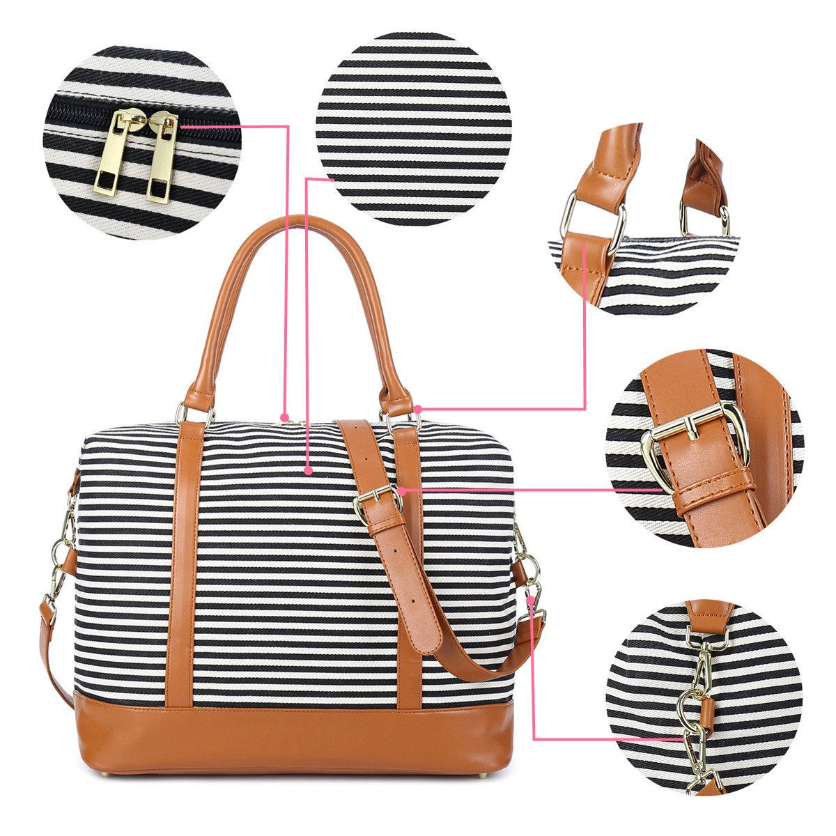 Foto 6 pulgar | Bolso Weekender Bluboon Para Mujer, De Lona, De Mano, De Noche, Negro - Venta Internacional.